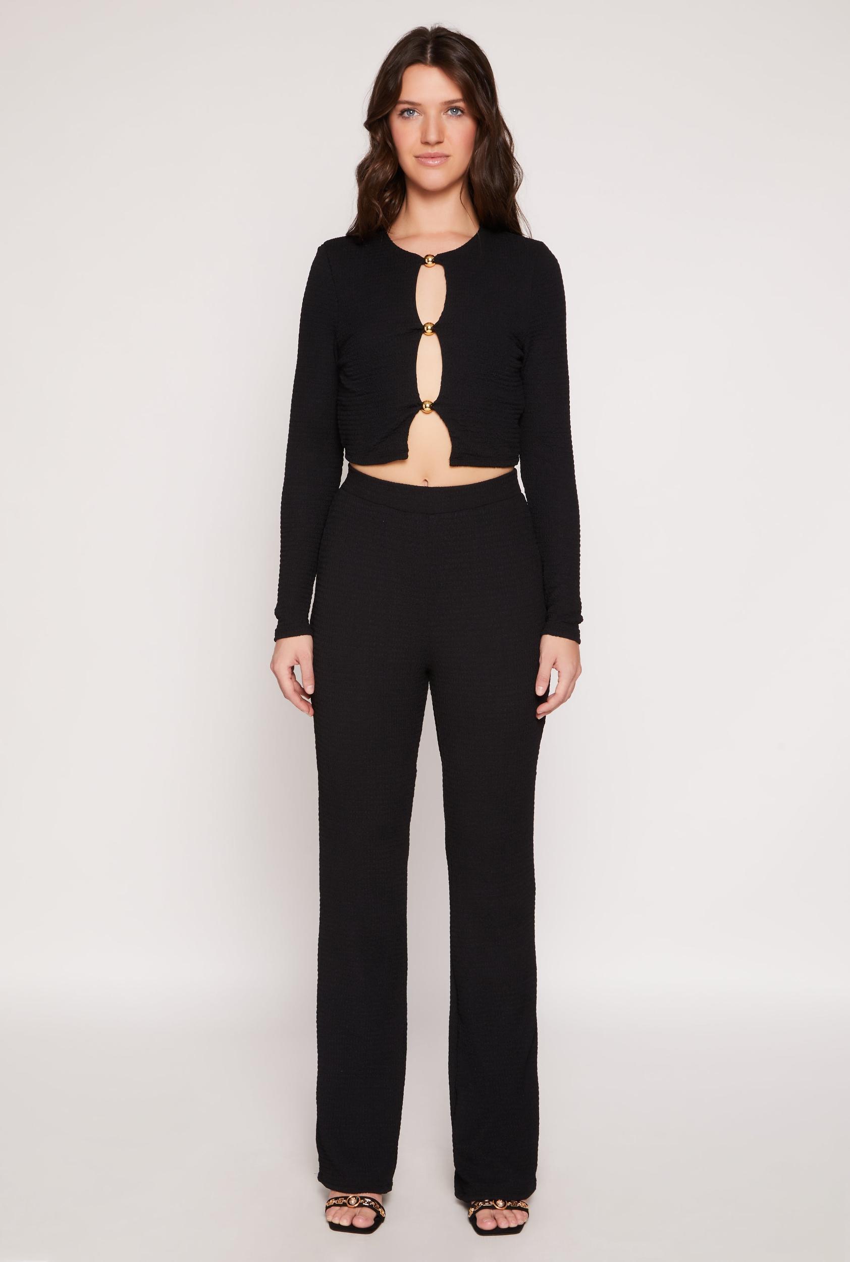 Womens Textured Knit Straight Leg Pants Product Image