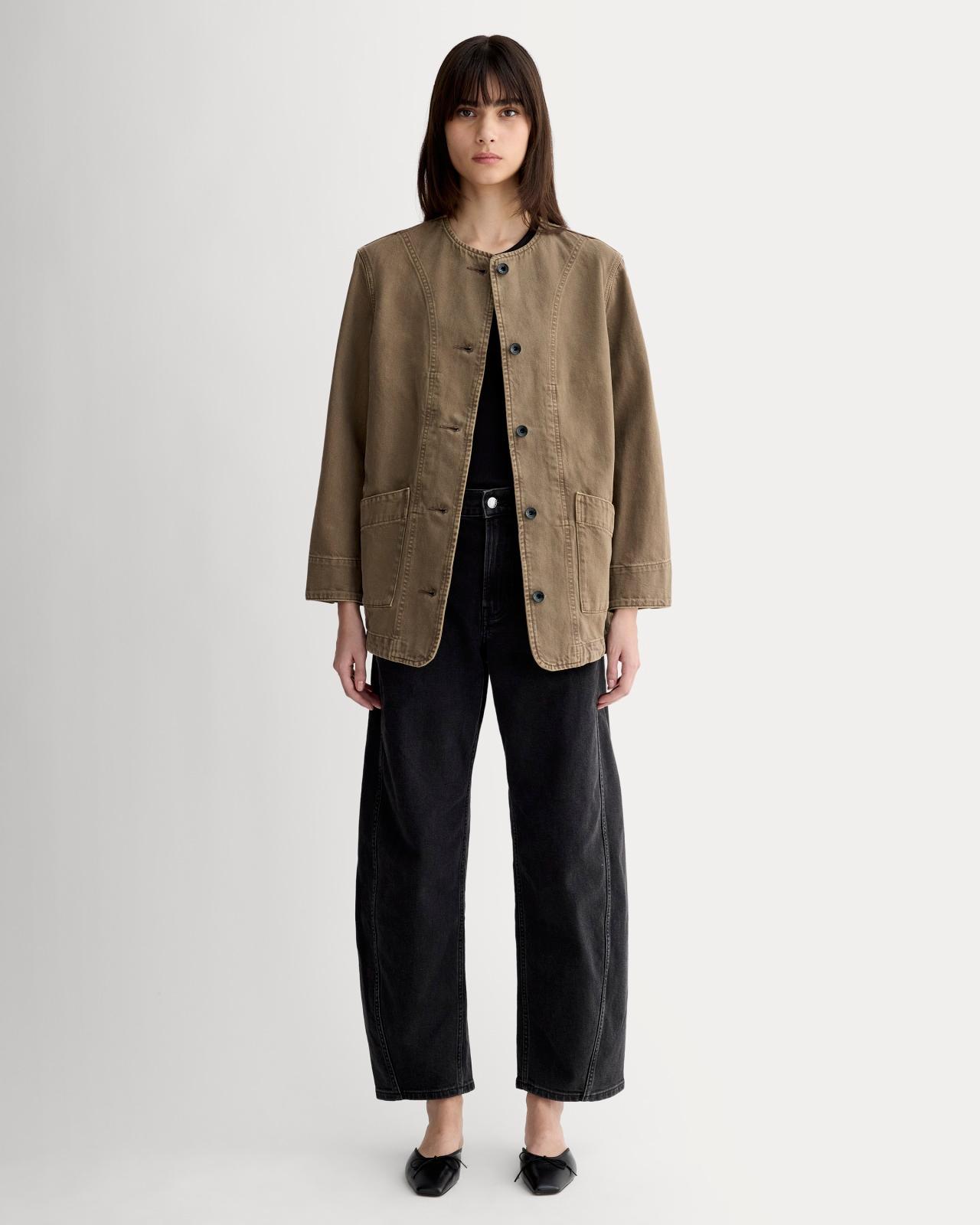 The Long Denim Barrel Jacket Product Image