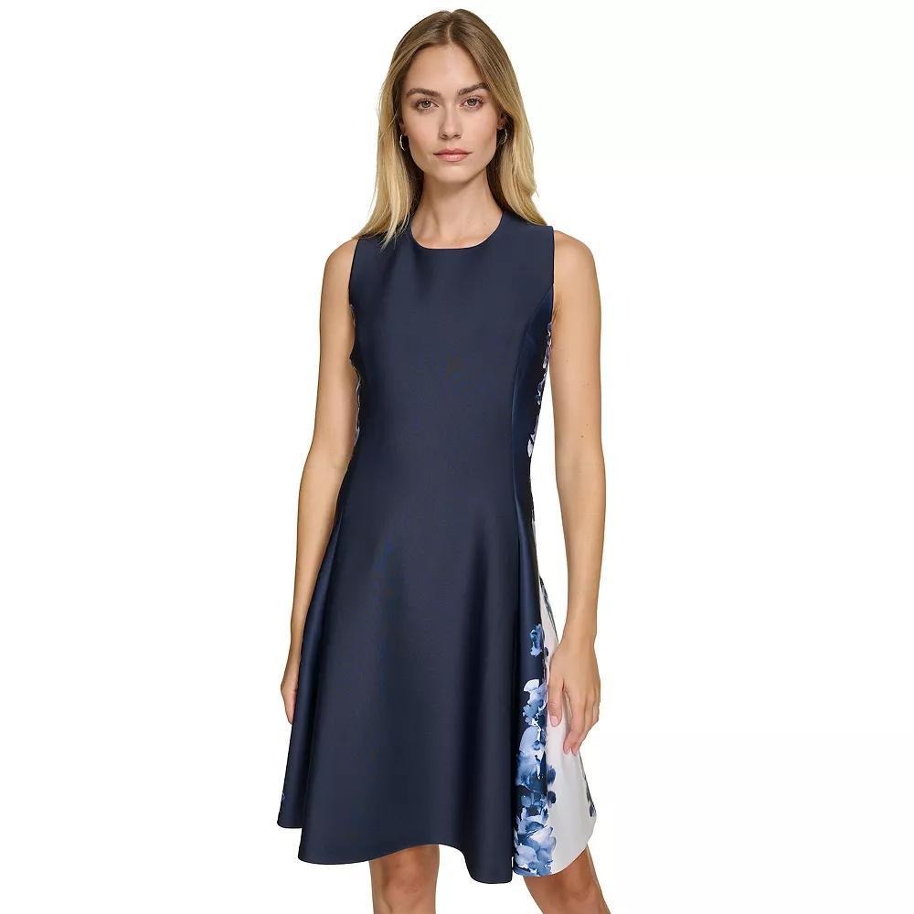 Women's Harper Rose Sleeveless Fit & Flare Scuba Dress, Size: 16, Blue Floral Product Image