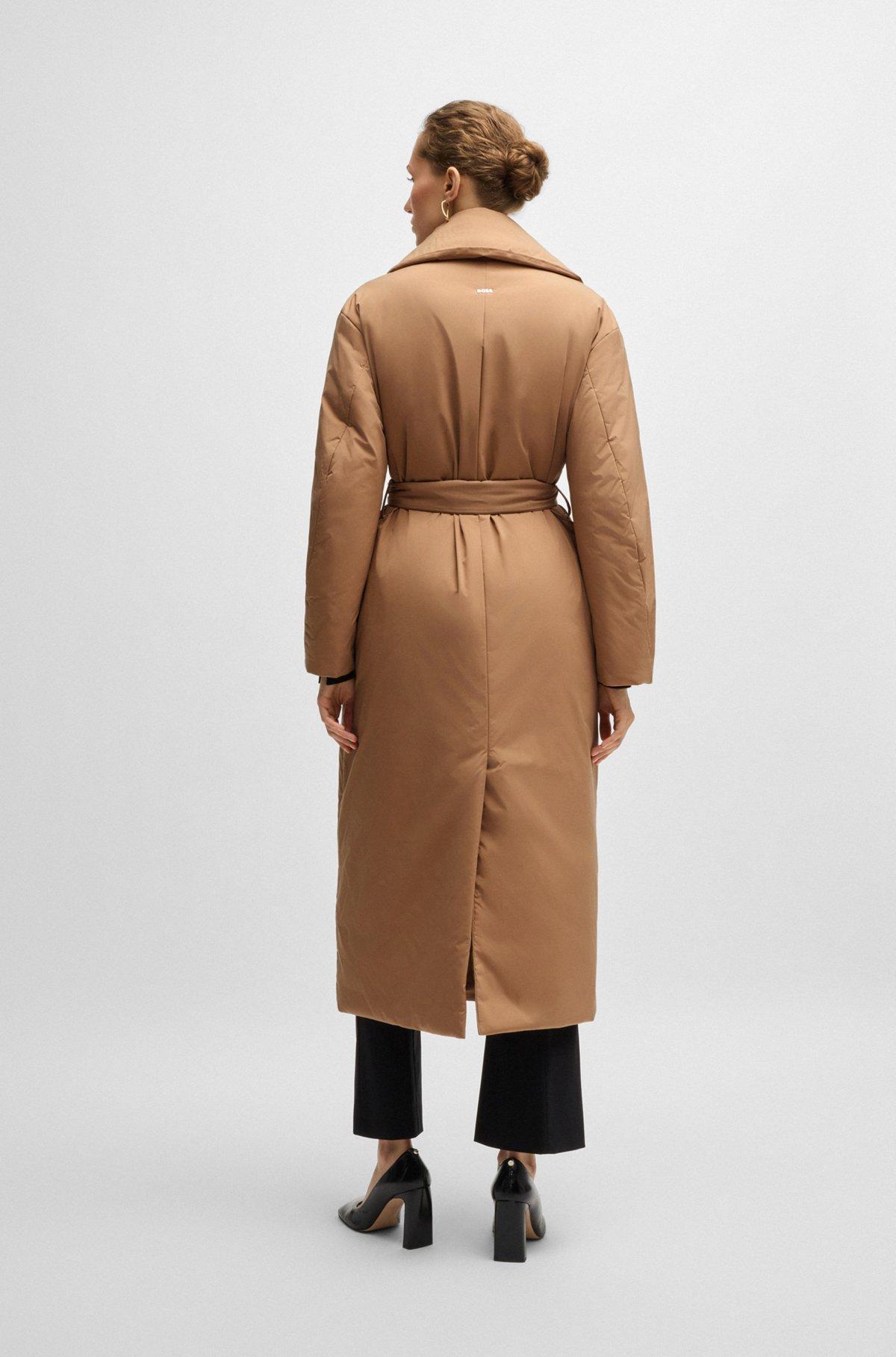 BOSS - Water-repellent padded coat with tie-up belt - Beige Product Image