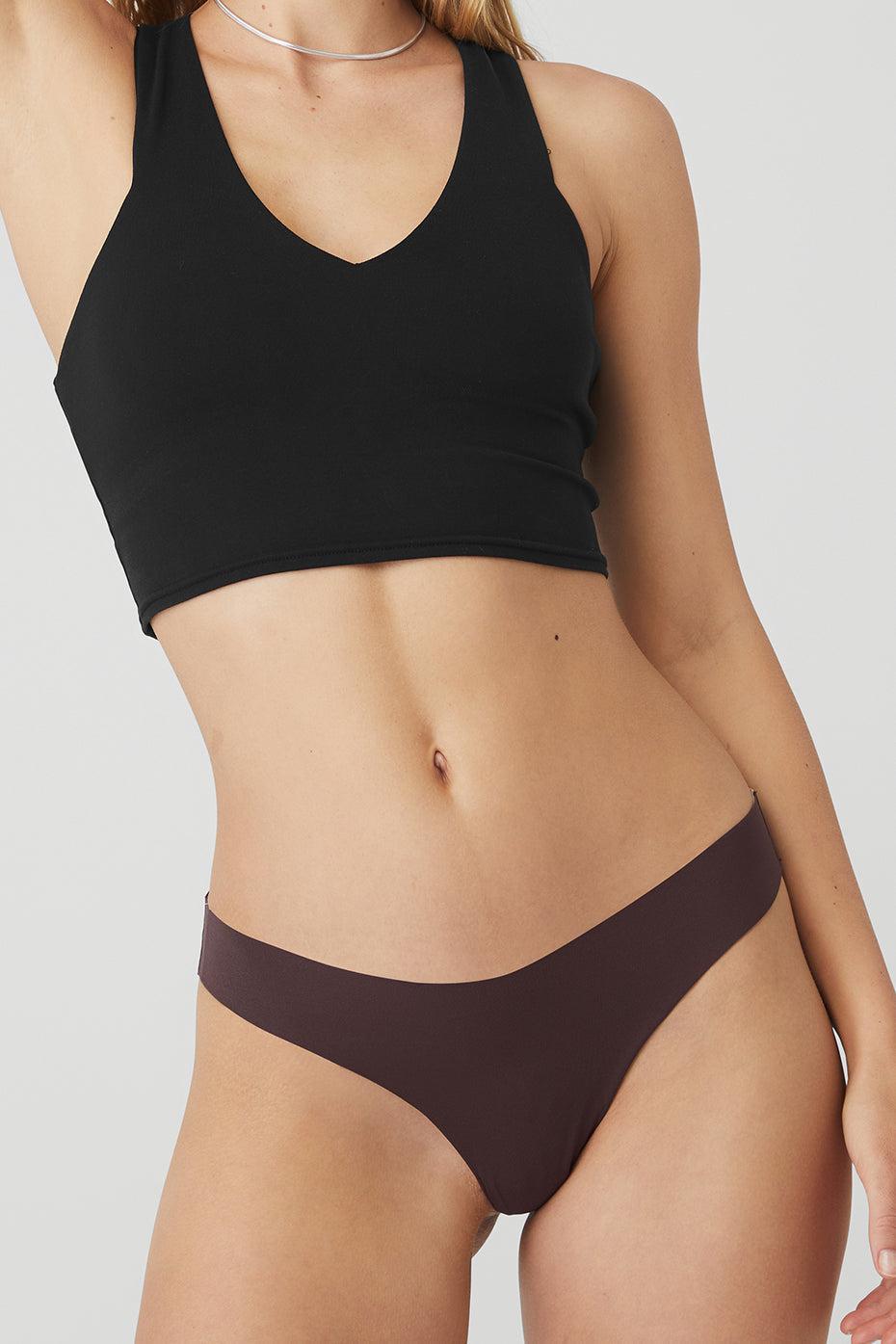Alo Yoga | Airbrush Invisible Thong Underwear Brown, Size: XS Product Image