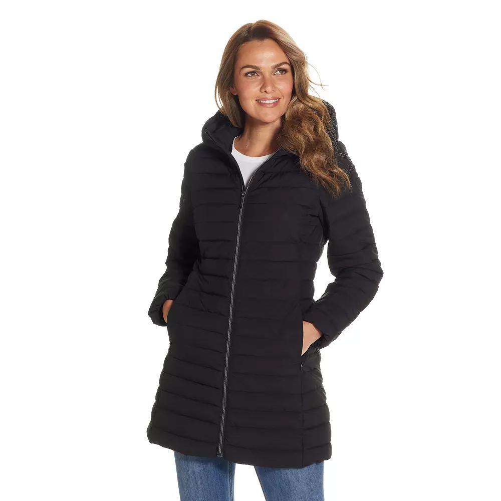 Women's Weathercast Hooded Channel Quilted Puffer Jacket, Size: Small, Merlot Product Image