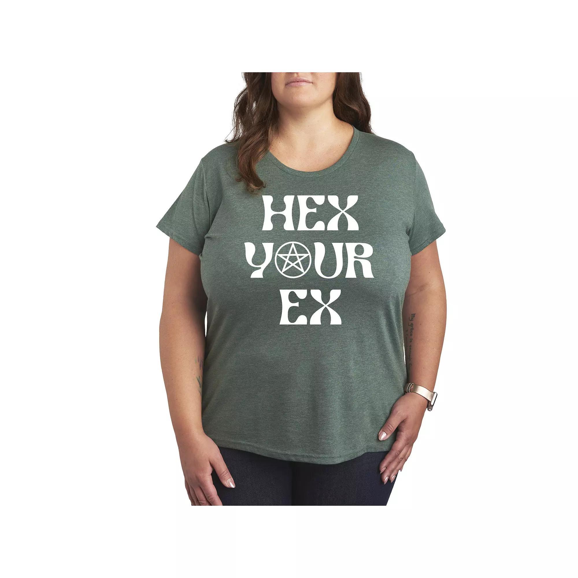 Plus Size Hex Your Ex Graphic Tee, Womens Grey Green Product Image