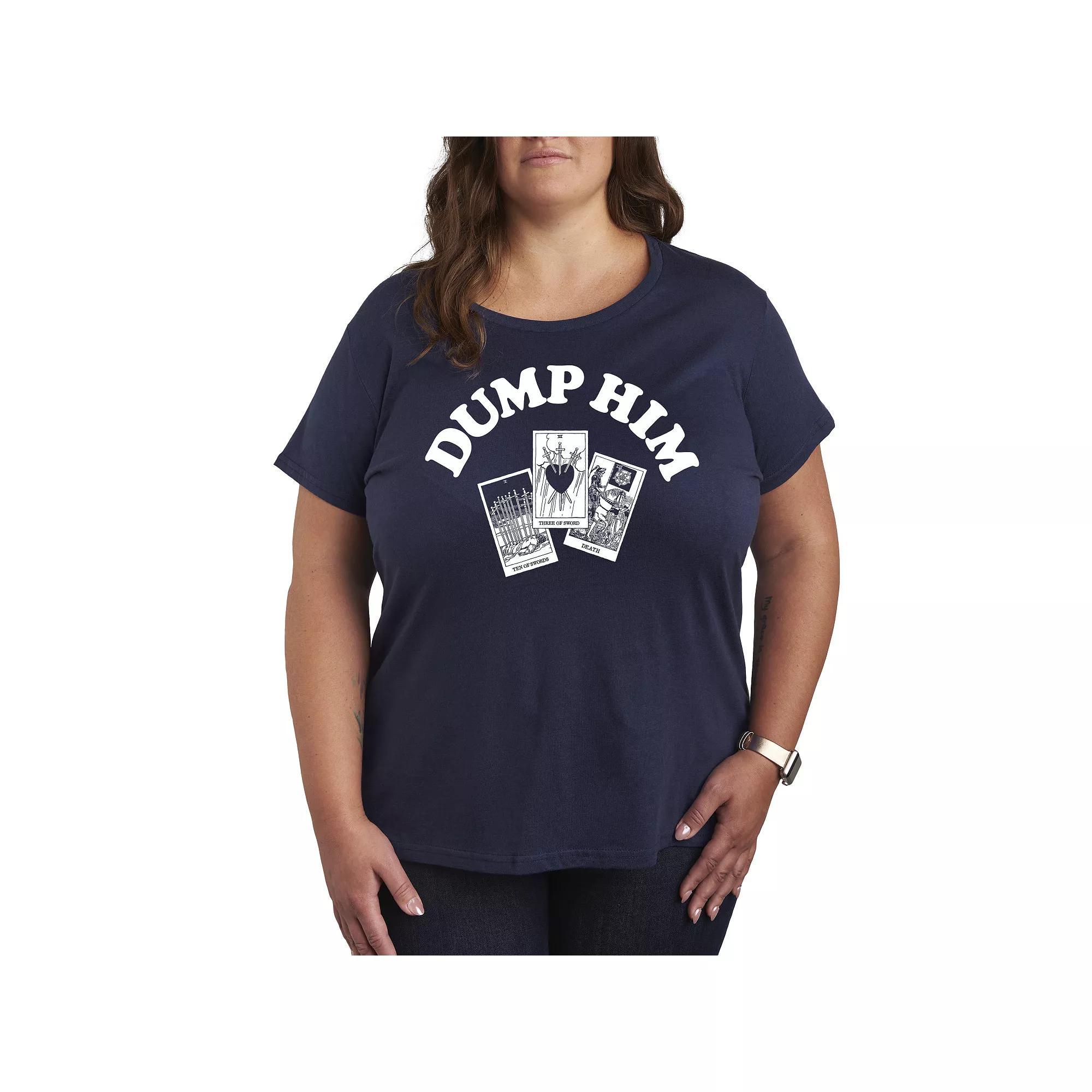 Plus Size Dump Him Tarot Graphic Tee, Womens Grey Dark Red Product Image