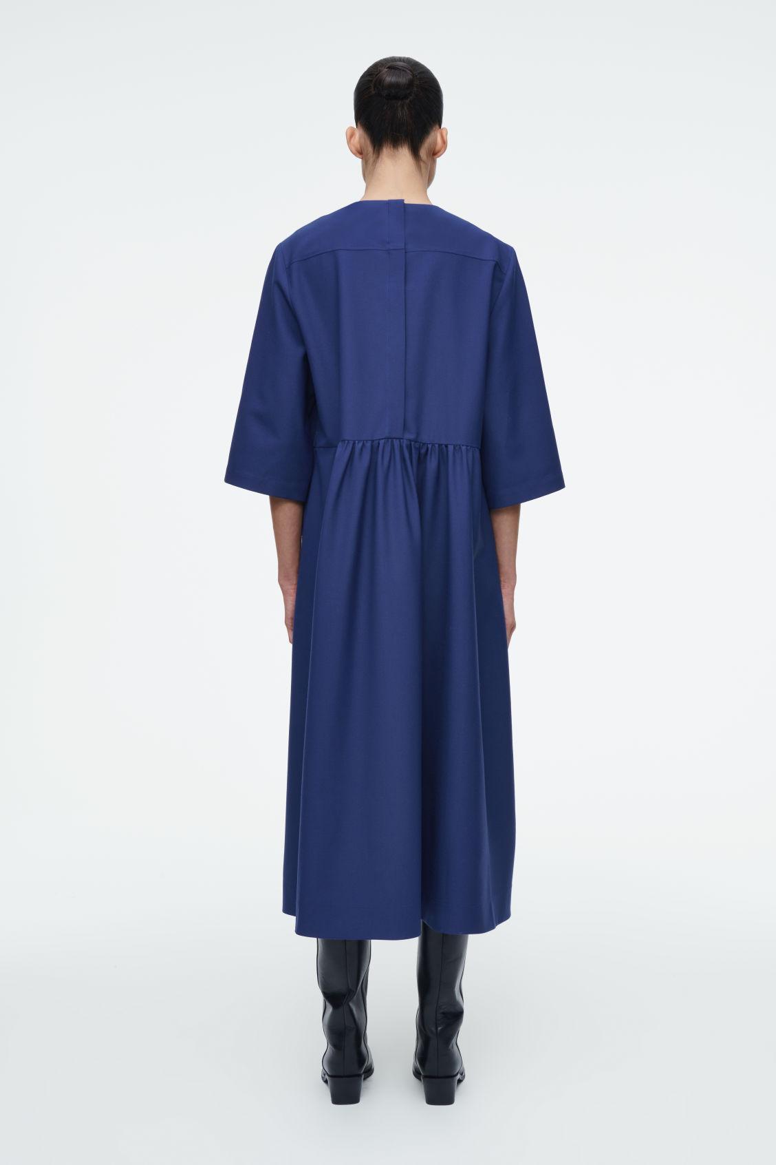 GATHERED WOOL-BLEND MIDI DRESS Product Image
