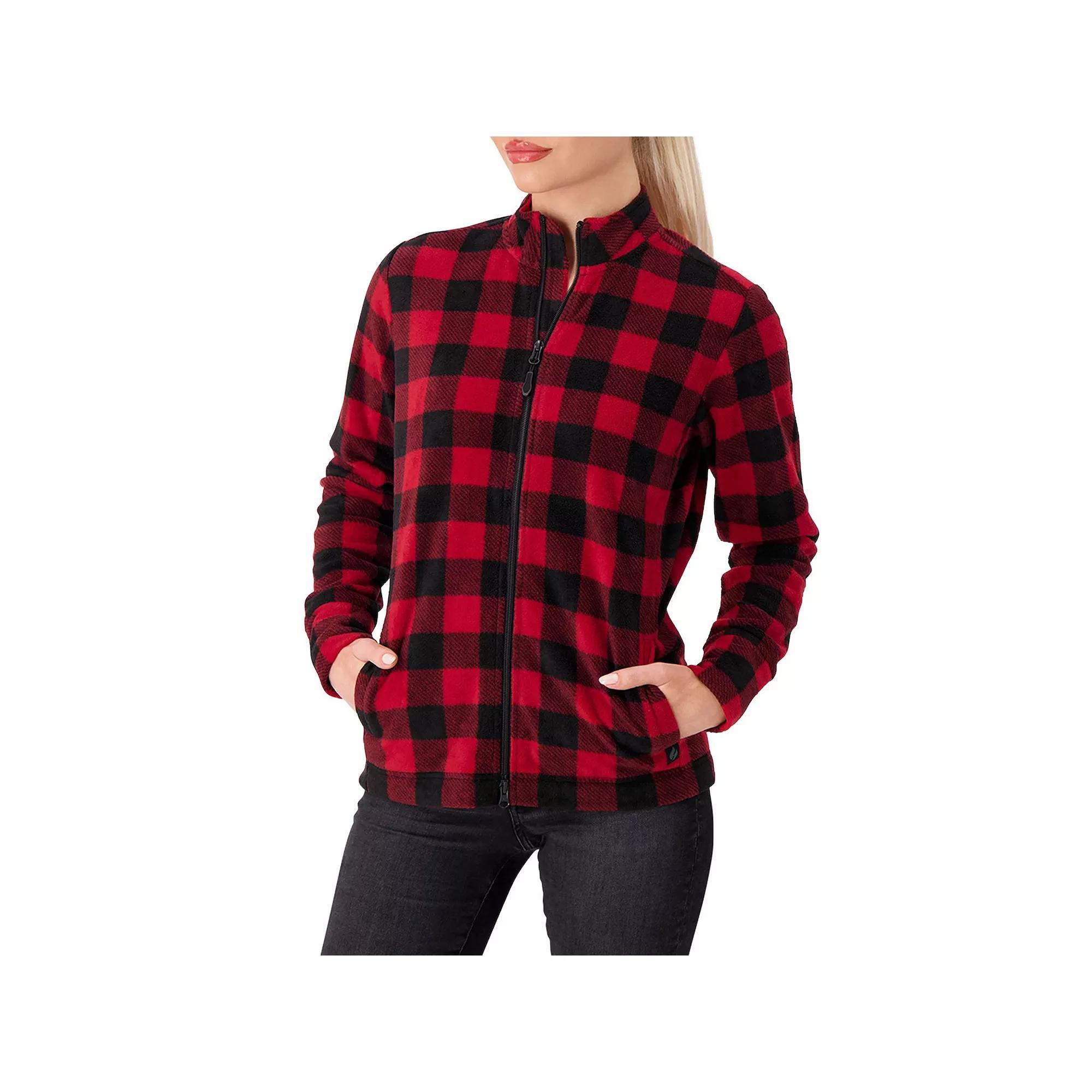Women's Heat Holders Jada Original Super Brushed Fleece Double Zipper Plaid Jacket, Size: Large, Black Red Product Image