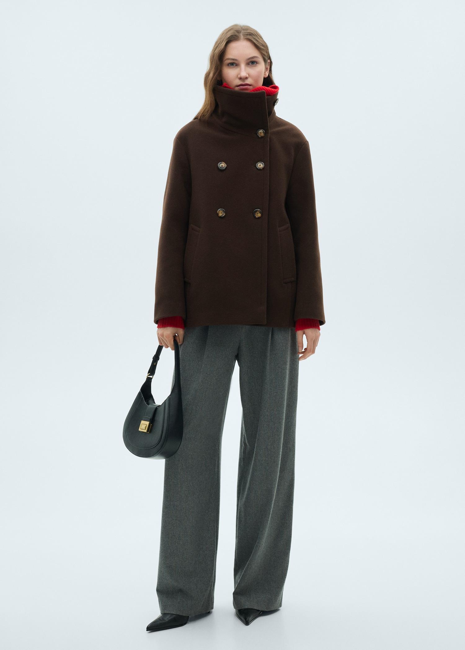 Short virgin wool coat - Women | MANGO USA Product Image