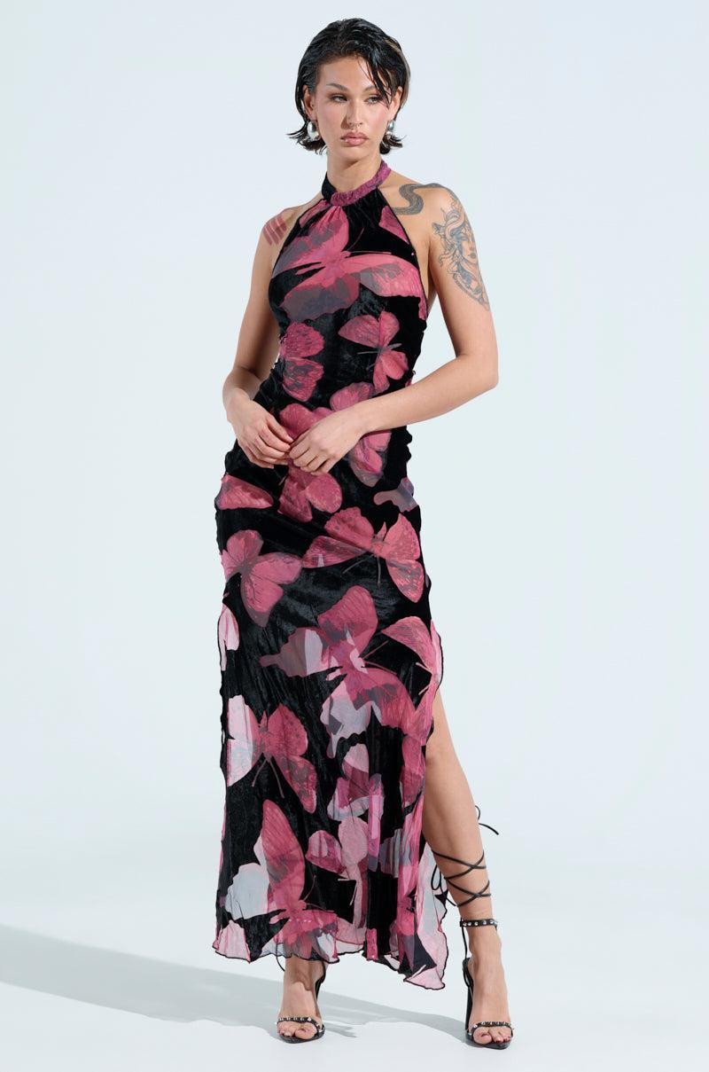YOU GIVE ME BUTTERFLIES MESH MAXI DRESS Product Image
