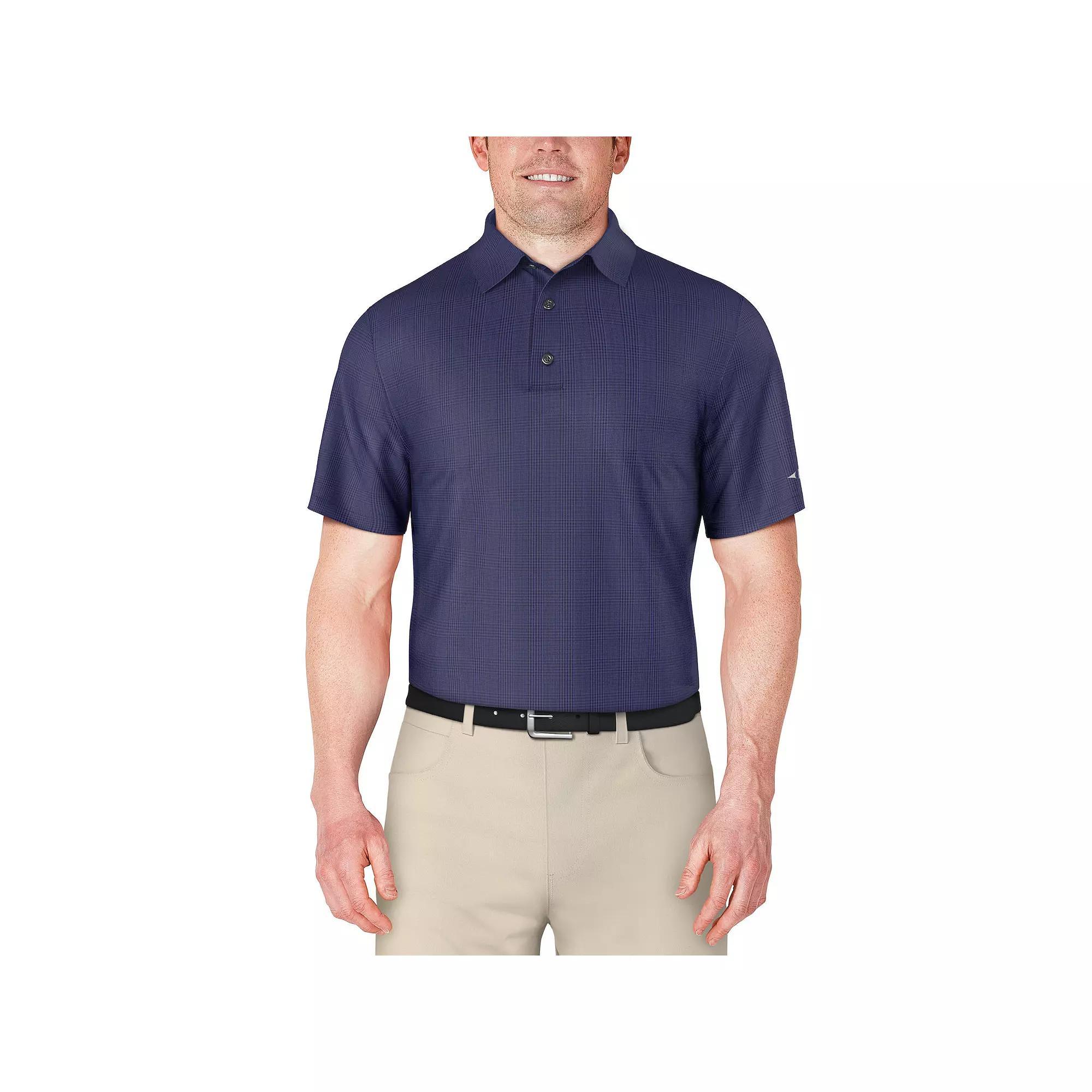 Men's Grand Slam Printed Plaid Polo Shirt, Size: Small, Peacoat Product Image