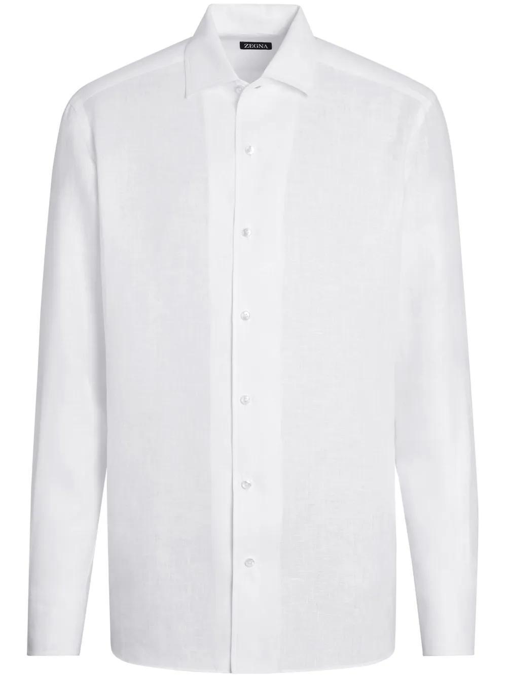 ZEGNA Tailored Cotton-linen Shirt In White Product Image
