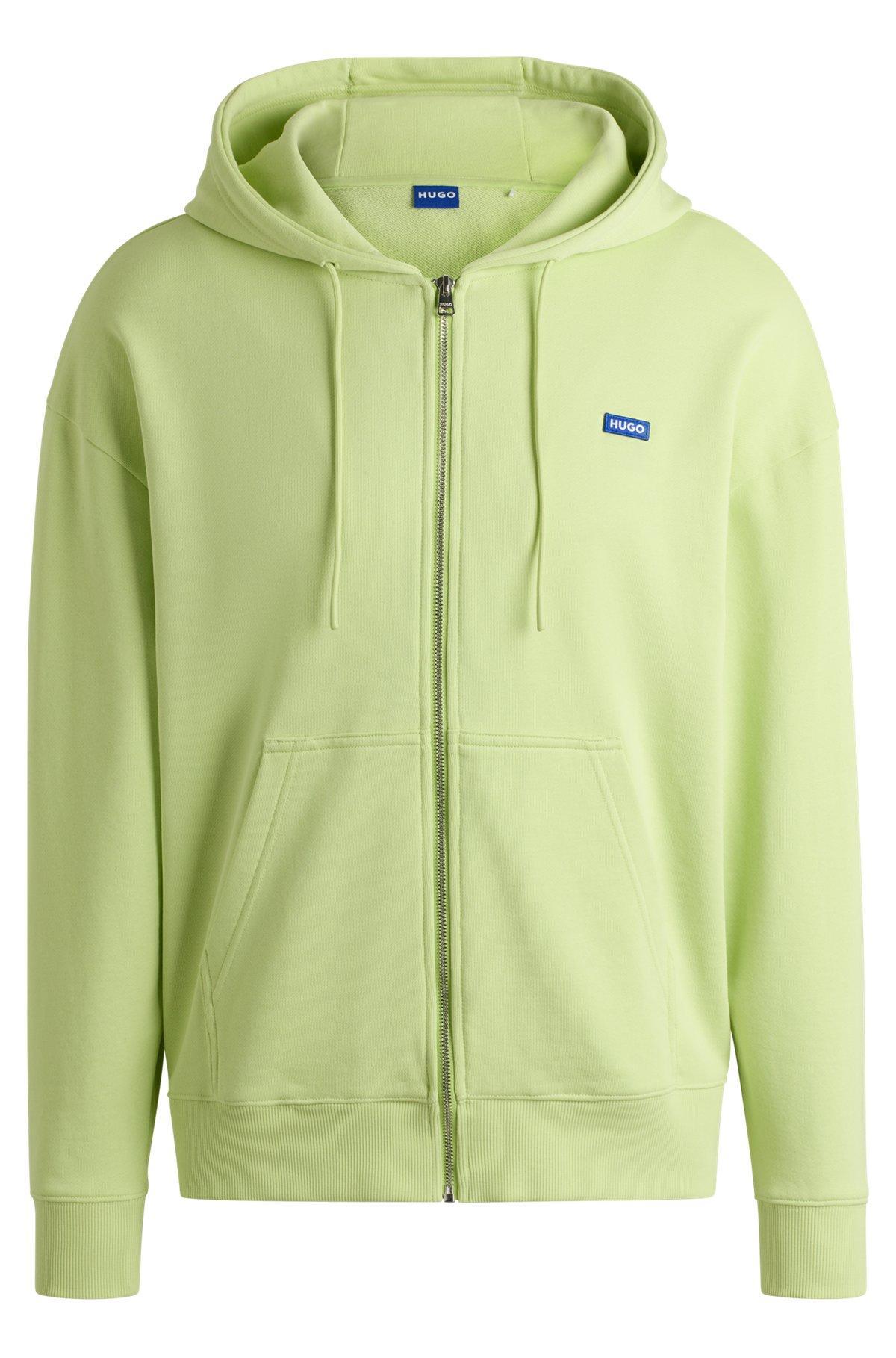 HUGO - All-gender relaxed-fit hoodie in cotton terry - Green Product Image