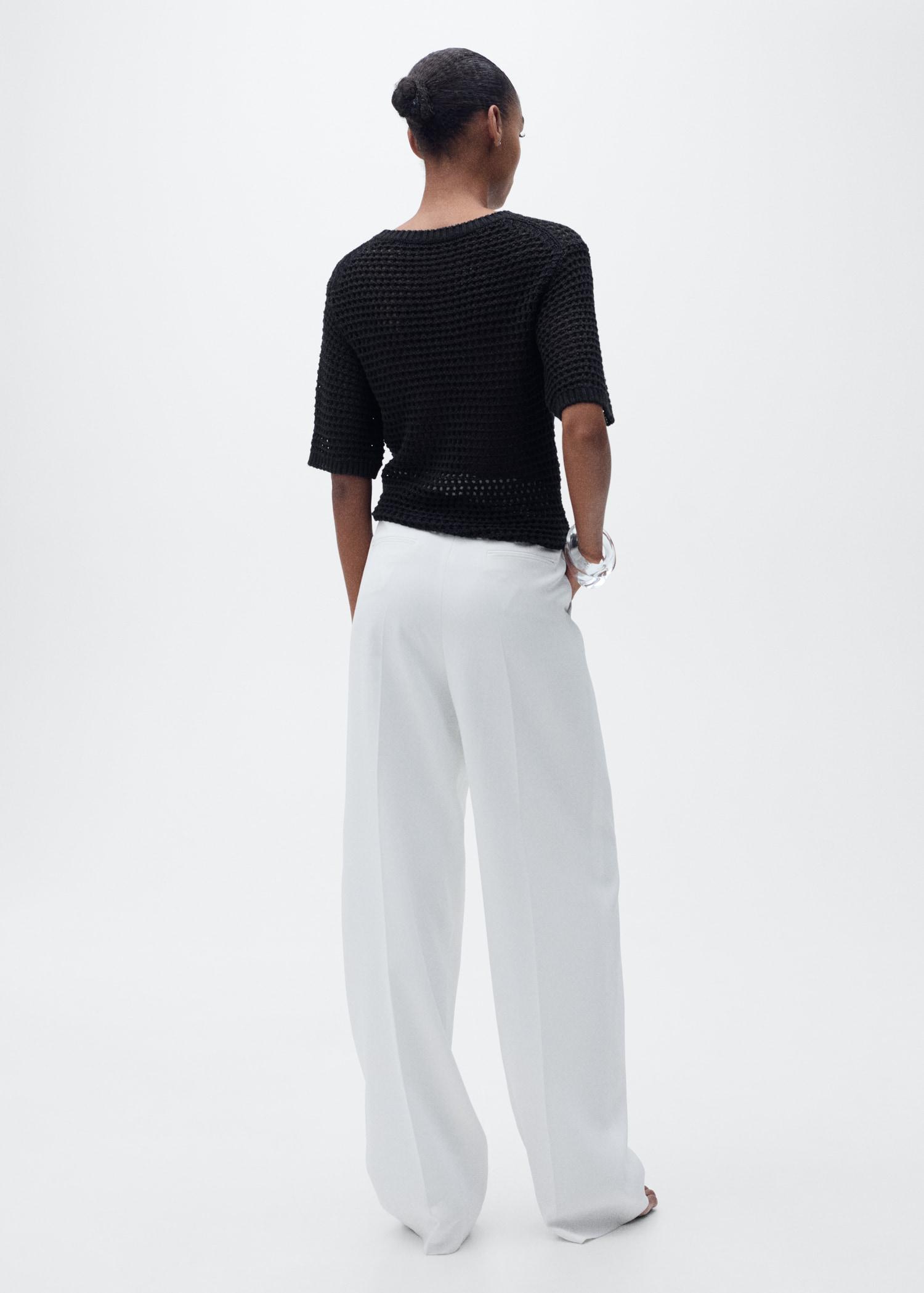 Short-sleeved crochet sweater - Women | MANGO USA Product Image