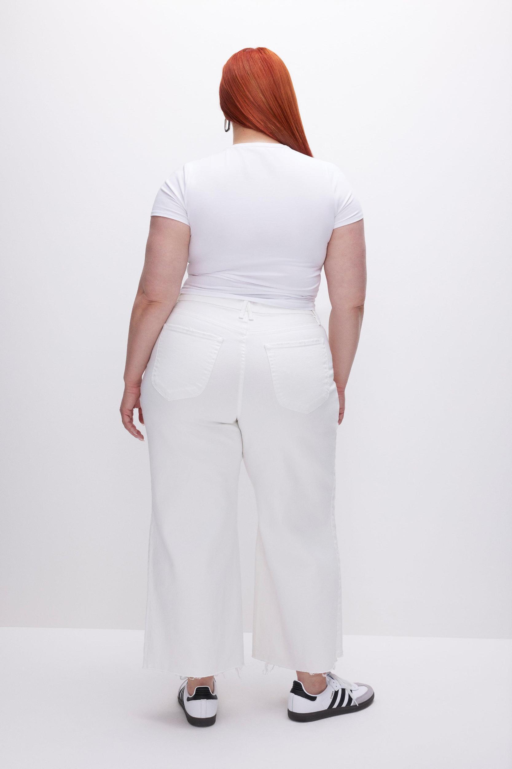 GOOD WAIST CROPPED PALAZZO JEANS | WHITE001 Product Image