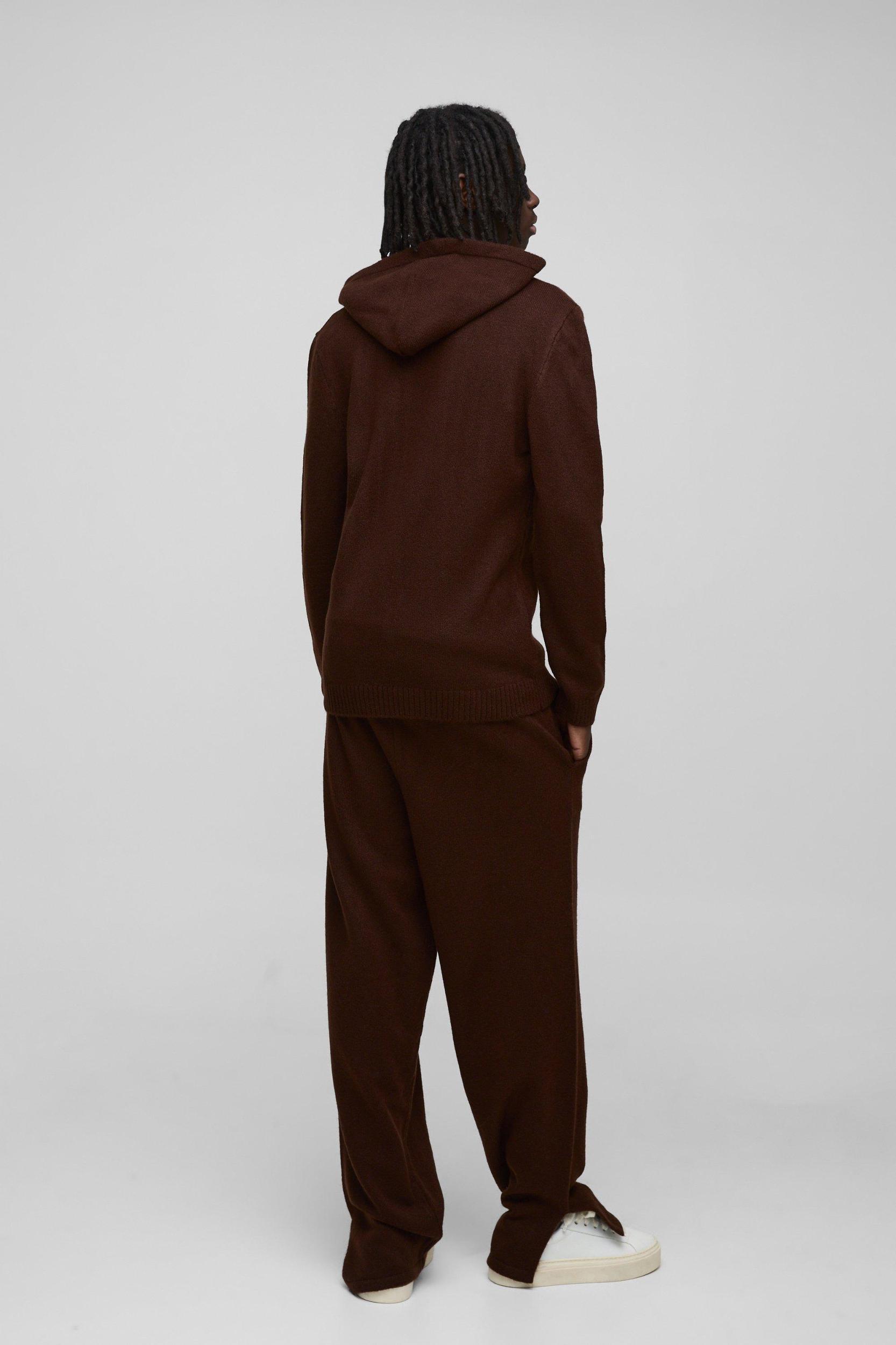 Relaxed Fit Split Hem Brushed Knit Sweatpants | boohooMAN USA Product Image