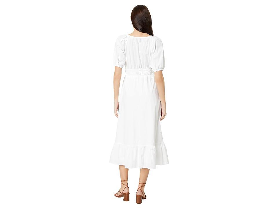 Womens Stretch Cotton Poplin V-Neck Midi-Dress Product Image