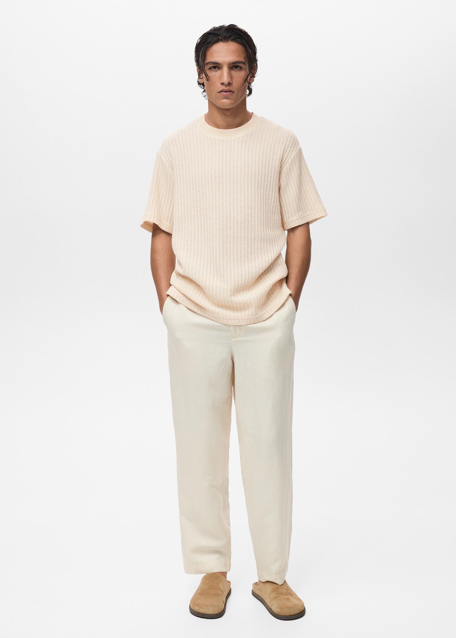 Ribbed  knit t-shirt - Men | MANGO USA Product Image