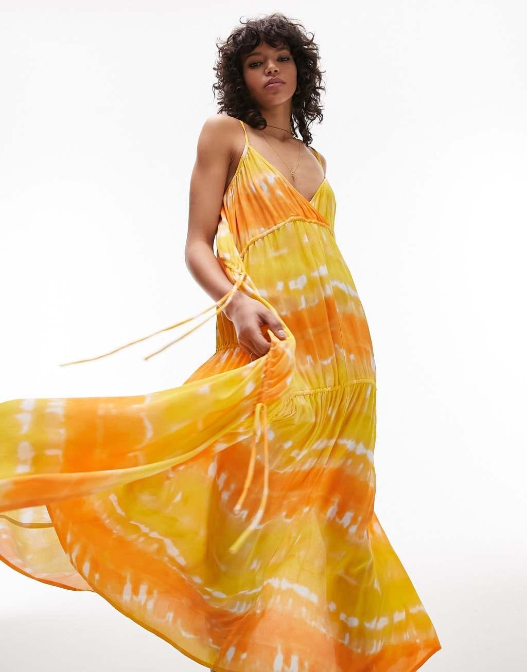 Topshop ruche tie side maxi beach dress Product Image