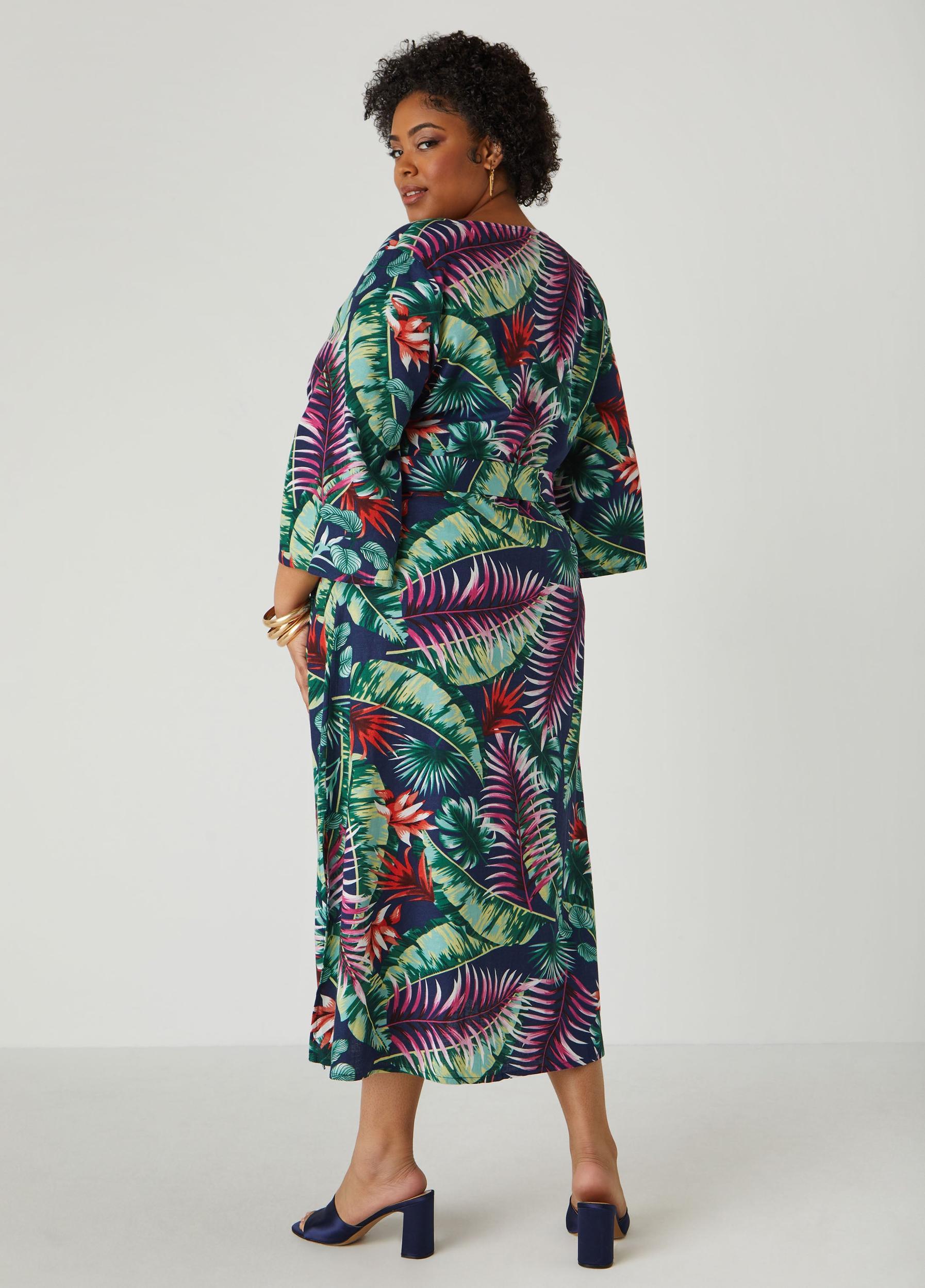 Belted Tropical Print Maxi Dress Product Image