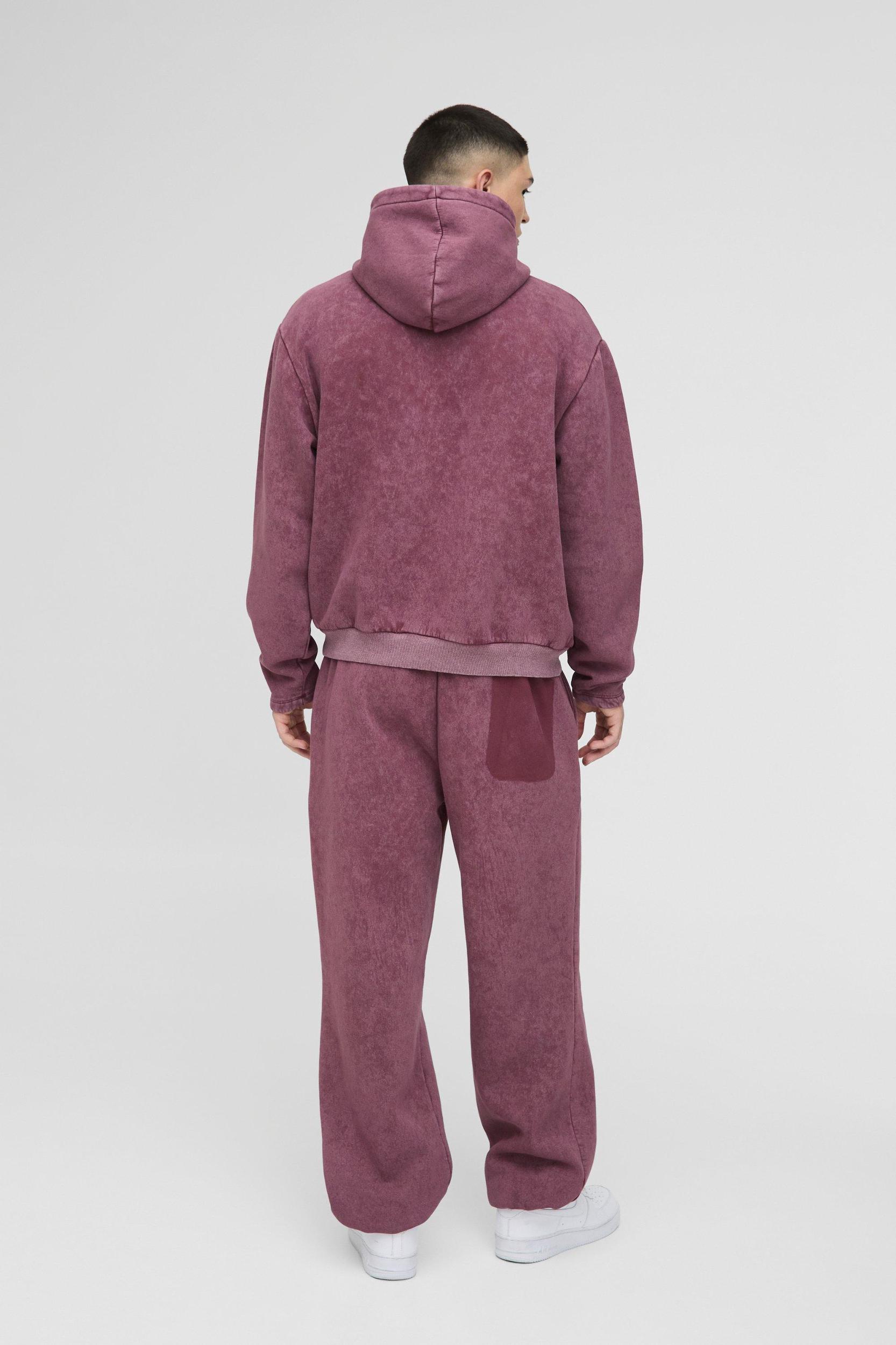 Oversized Boxy Washed Faux Pocket Distressed Tracksuit | boohooMAN USA Product Image