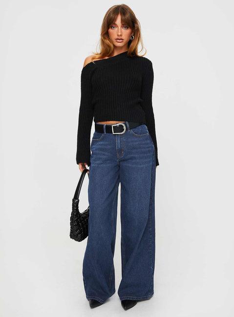 Naylor Mid Rise Wide Leg Jeans Mid Blue Denim Product Image