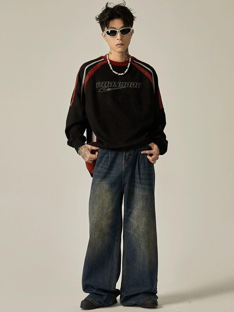 RT No. 11170 BAGGY WIDE STRAIGHT DENIM JEANS Product Image