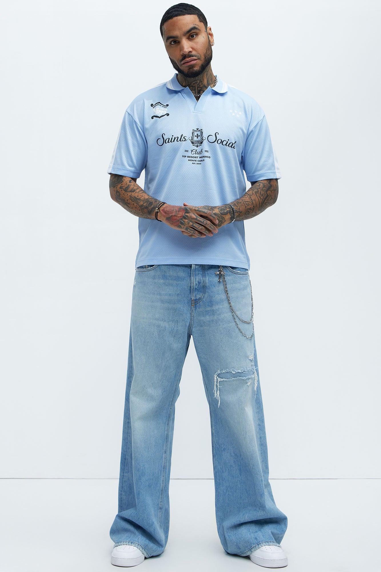Saints Social Johnny Collar Soccer Jersey - Blue Product Image