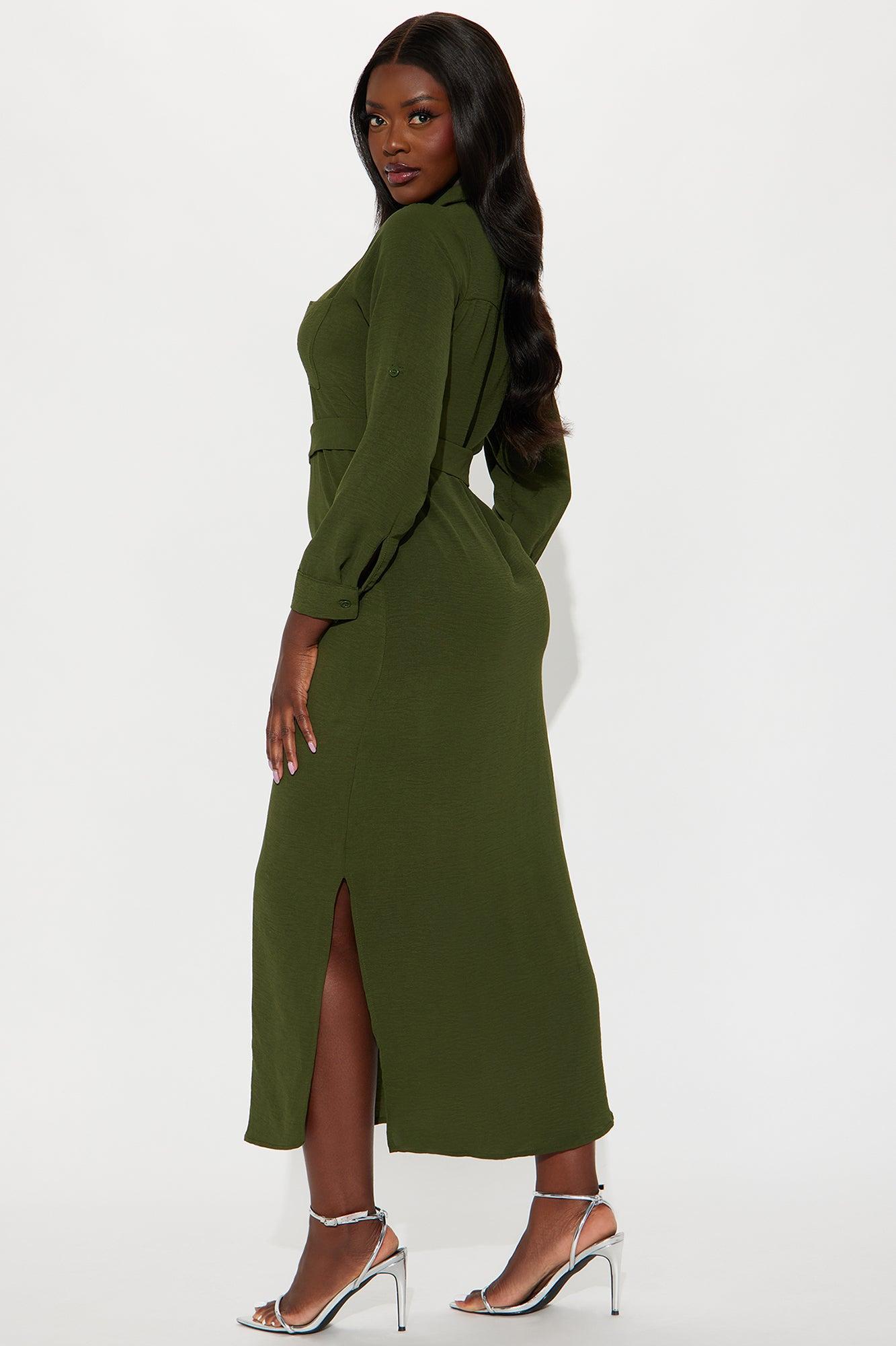 Olivia Shirt Maxi Dress - Hunter Product Image