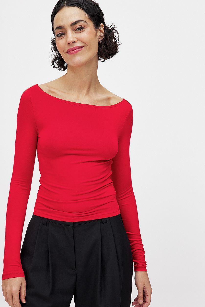Boat Neck Long Sleeve Top Product Image