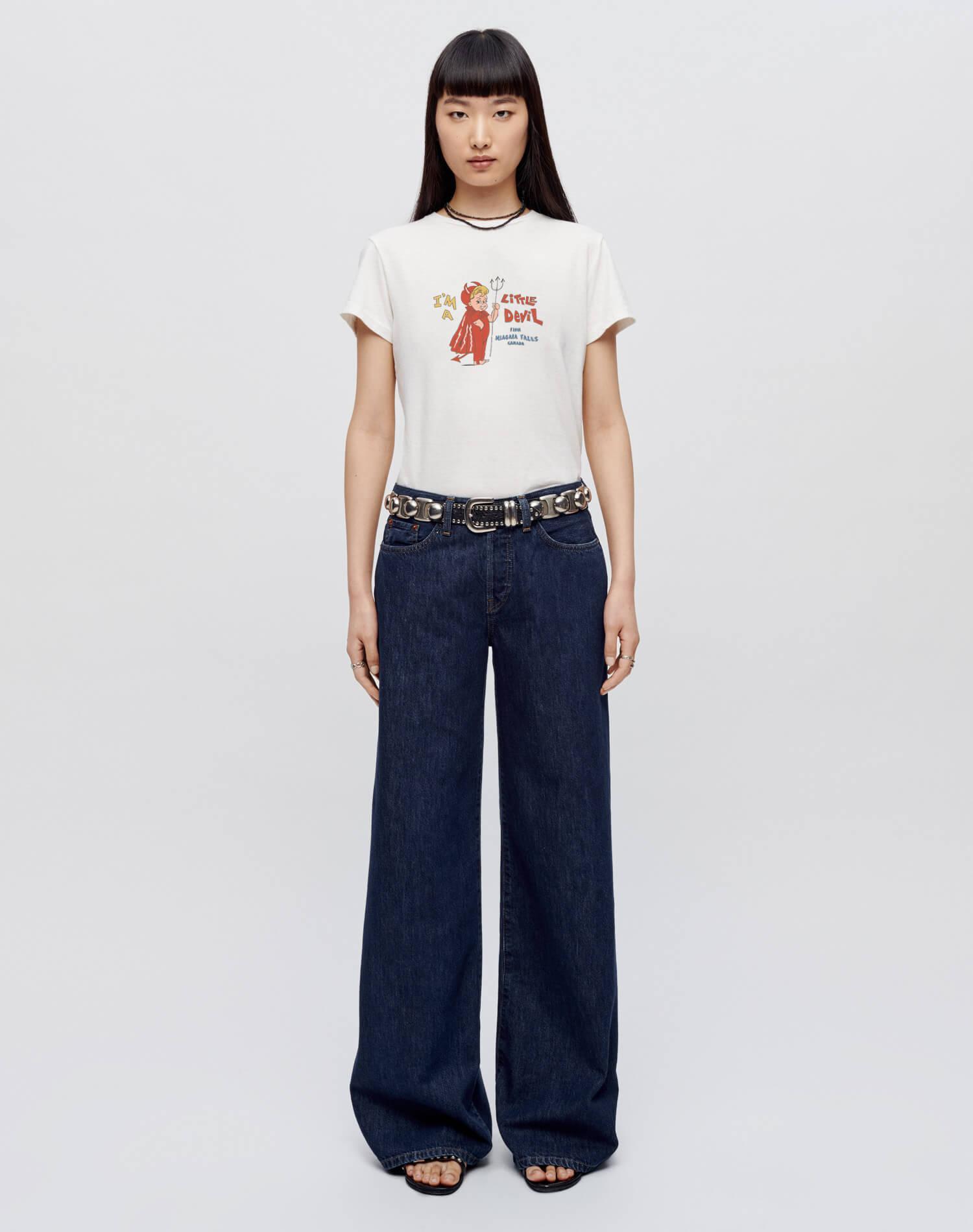 Classic "Little Devil" Tee - Vintage White Female Product Image