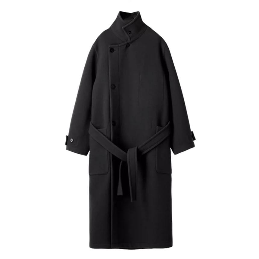Button-Up Plain Long Coat Product Image