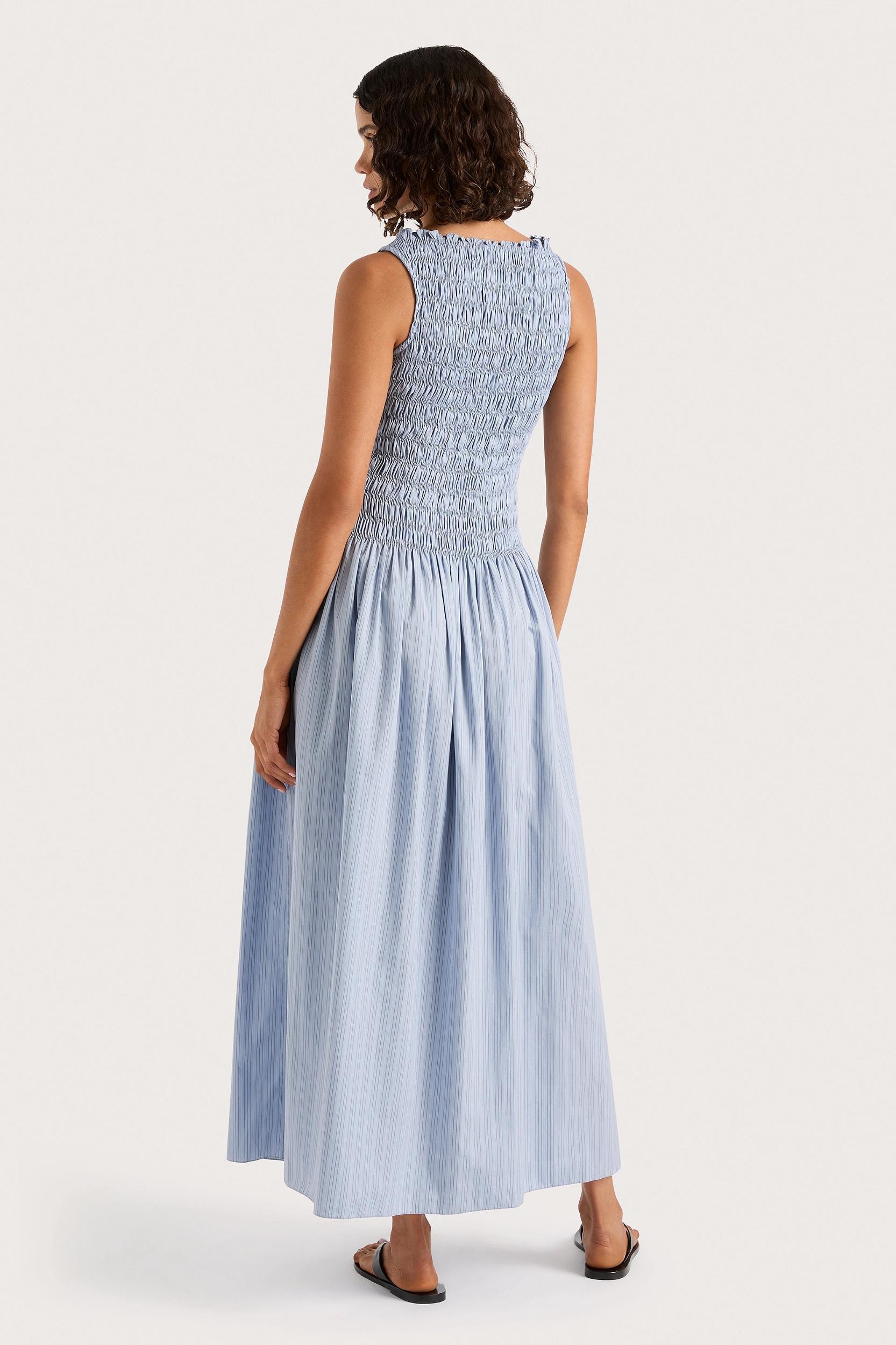Noa Maxi Dress Blue Pinstripe - Final Sale Product Image