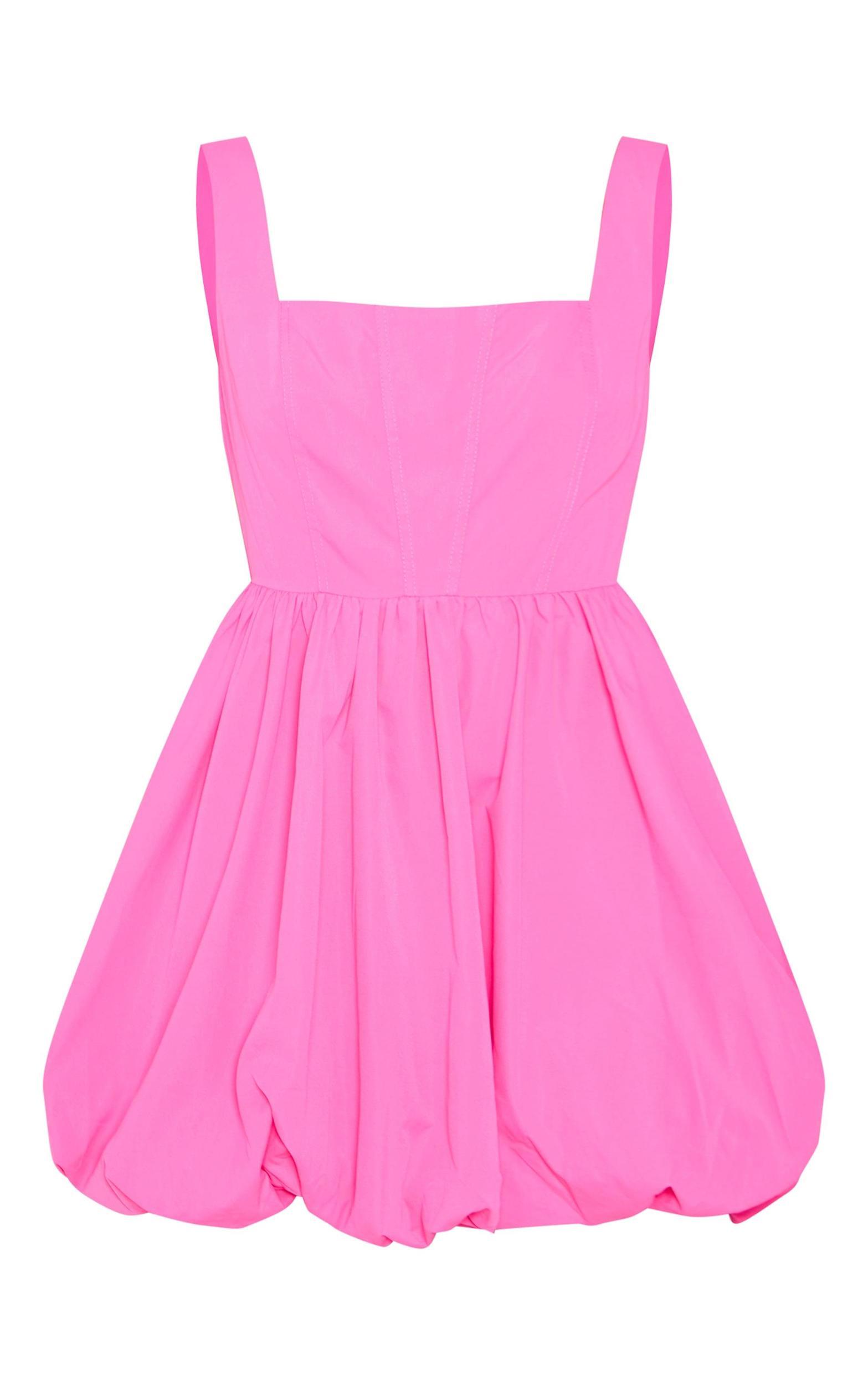 Hot Pink Puffball Mini Dress Product Image