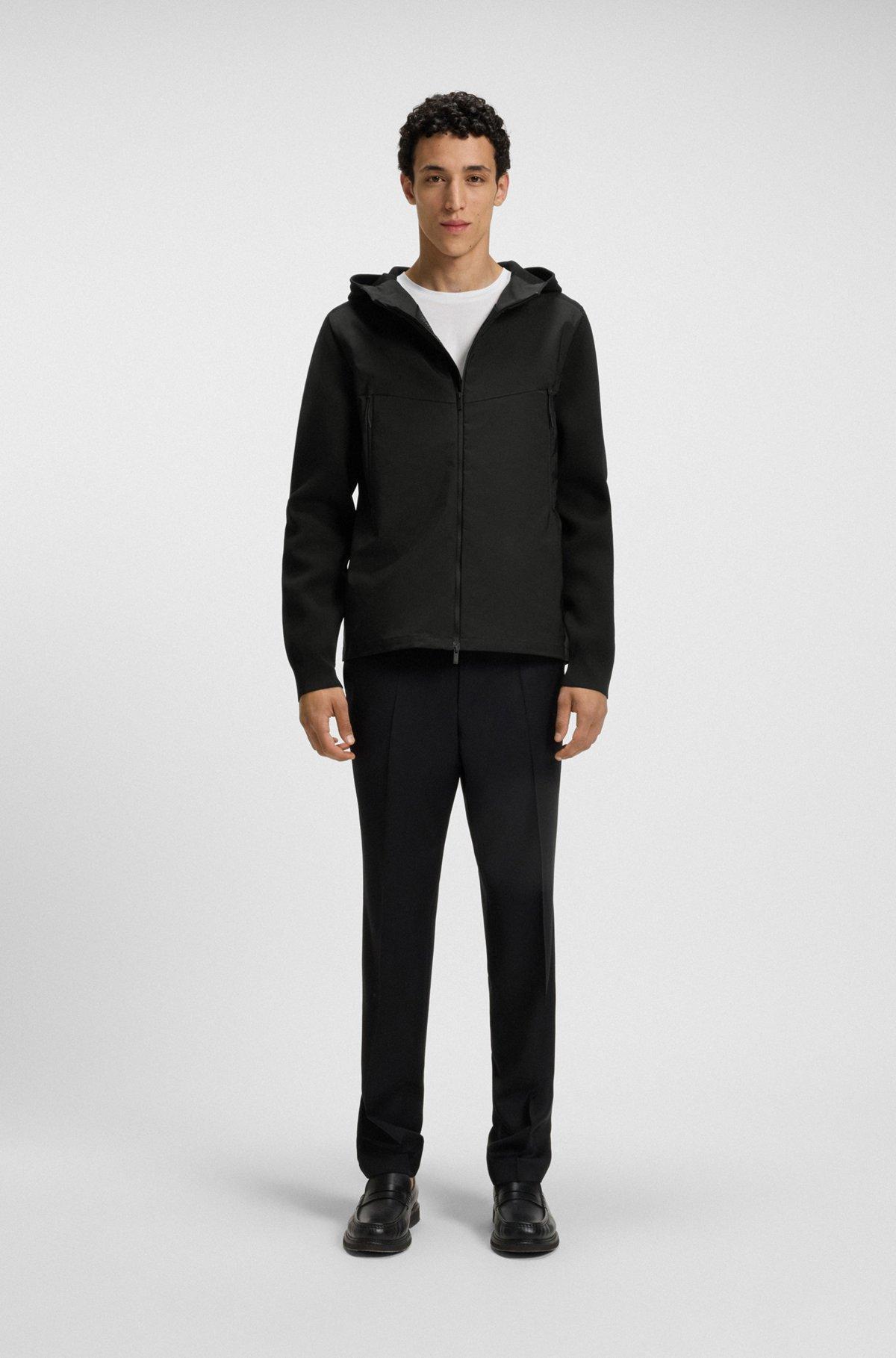 BOSS - Regular-fit hooded jacket with weather protection - Black Product Image