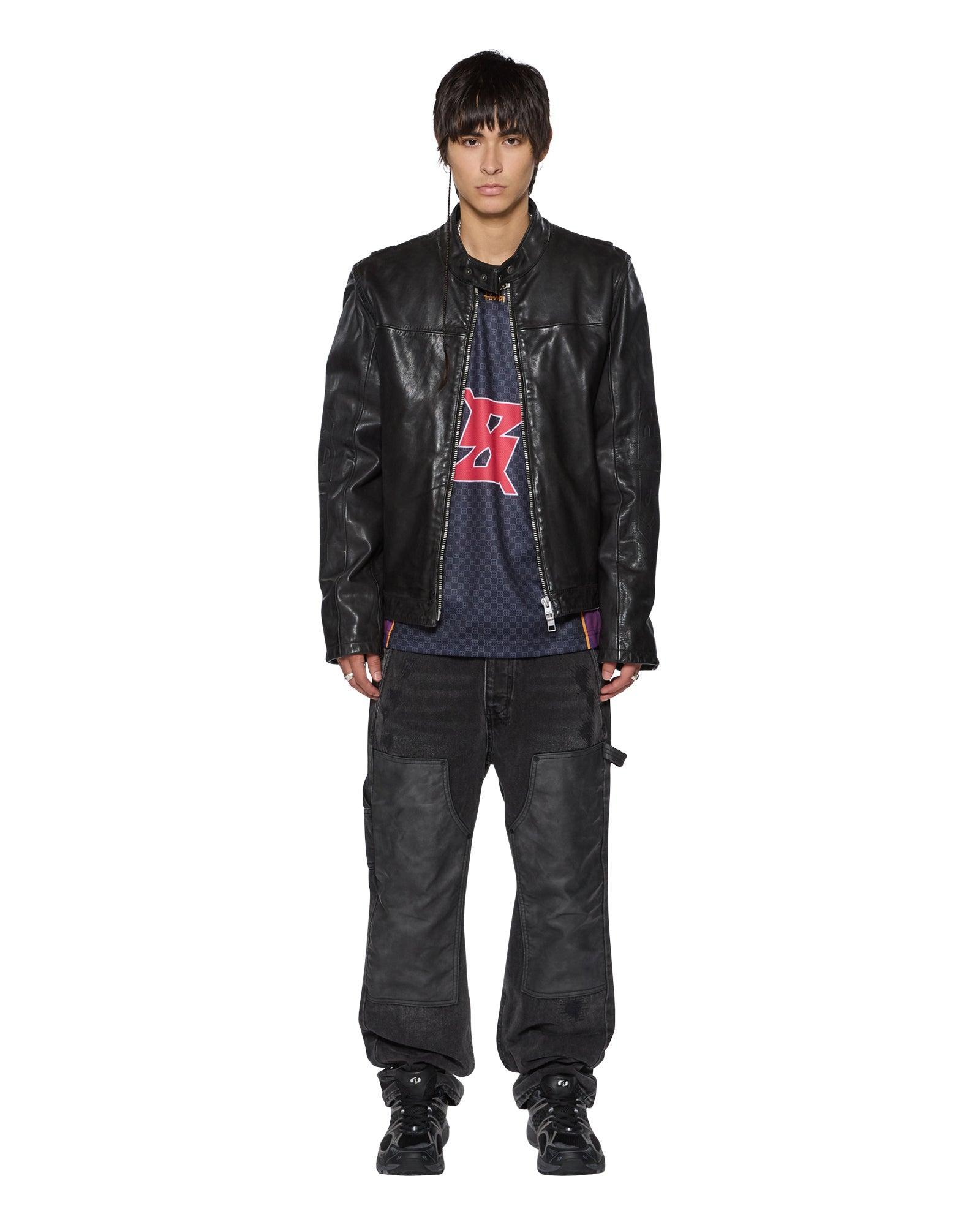 Mens Stinger Leather Biker Jacket Product Image