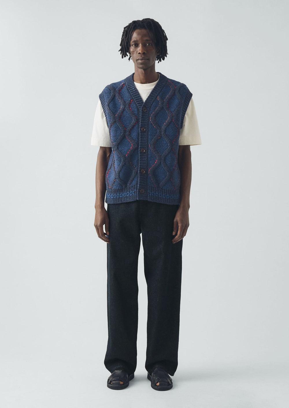 Hand Embellished Button Through Tank | Blue Multi Product Image