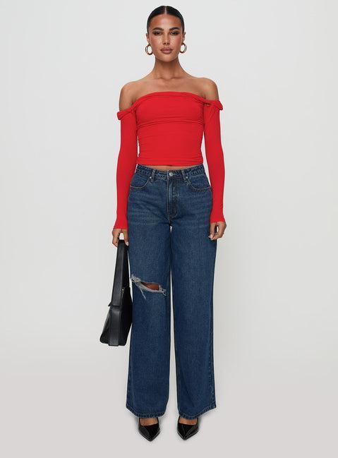 Naylor Rip Wide Leg Jeans Dark Blue Wash Product Image