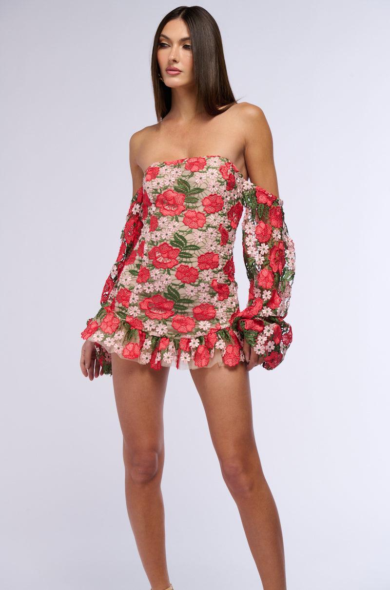 FLOWER POWER OFF THE SHOULDER MINI DRESS Product Image