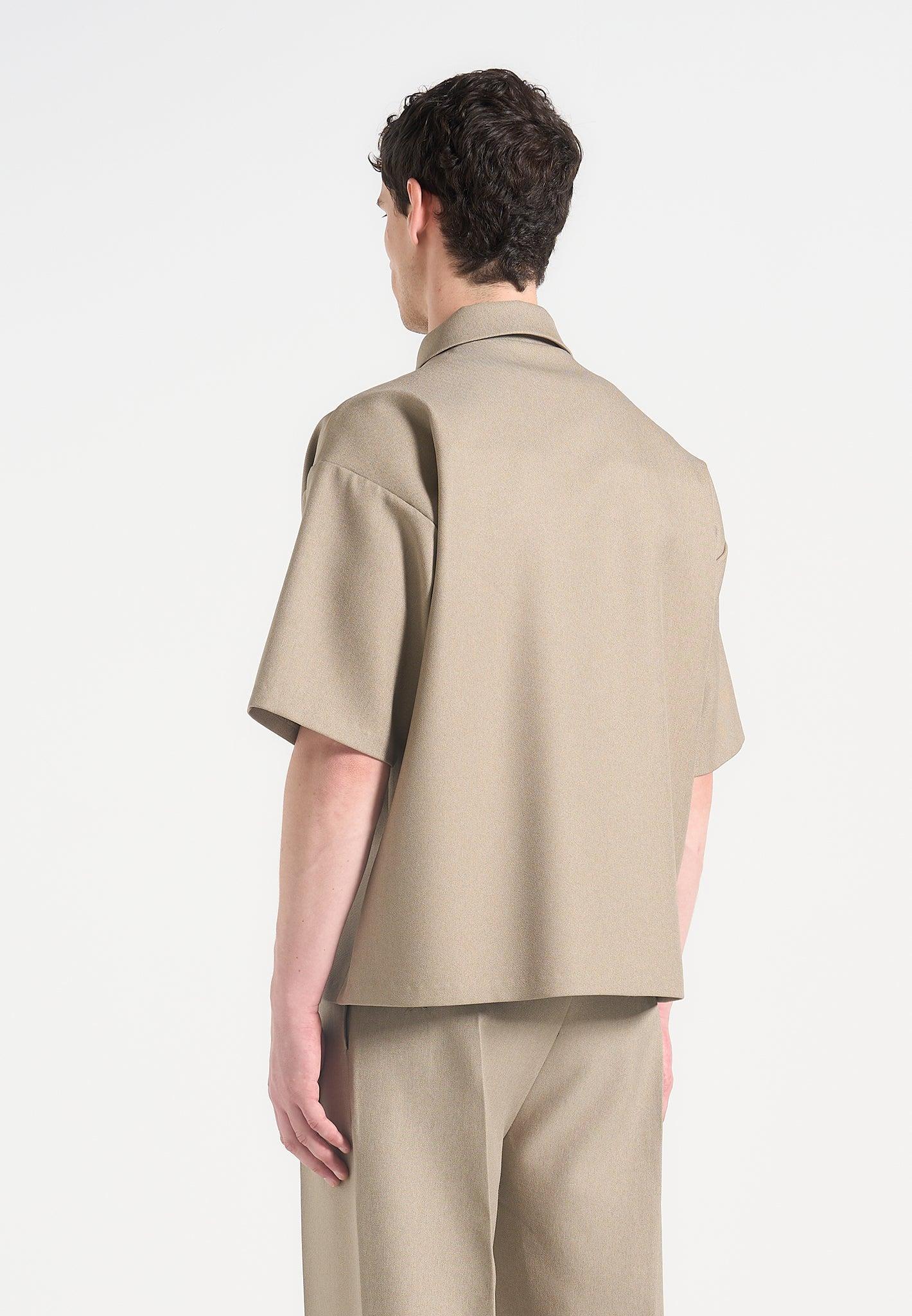 Boxy Shirt with Crease - Beige Male Product Image