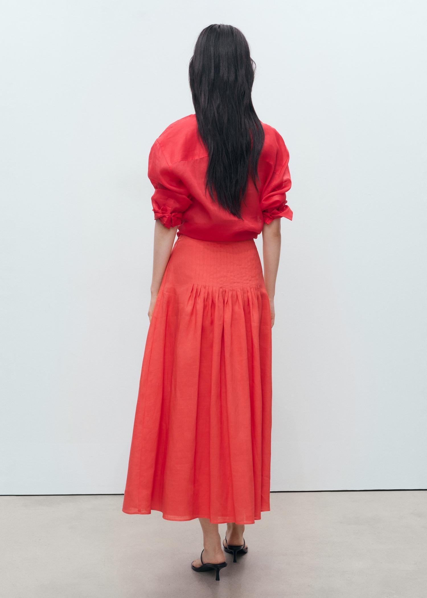 Ramie pleated skirt - Women | MANGO USA Product Image