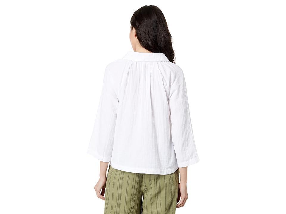 Mod-o-doc Double Layer Gauze 3/4 Sleeve Easy-Fit Button-Up Blouse Women's Clothing Product Image