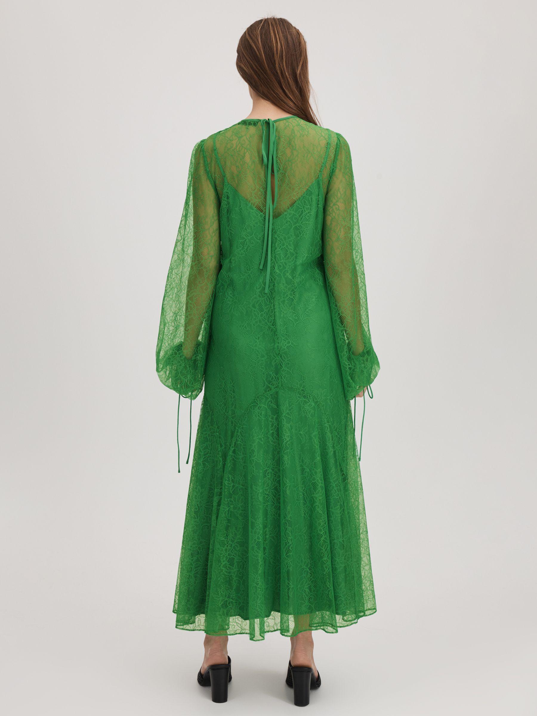 Florere Lace Midi Dress in Bright Green Product Image