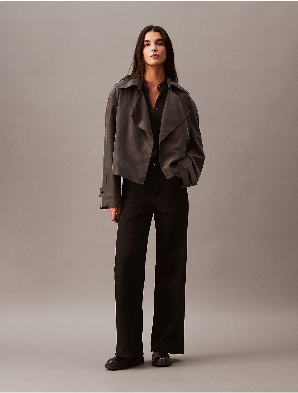 Calvin Klein Womens Wool Blend Trench Coat - White - XL Product Image