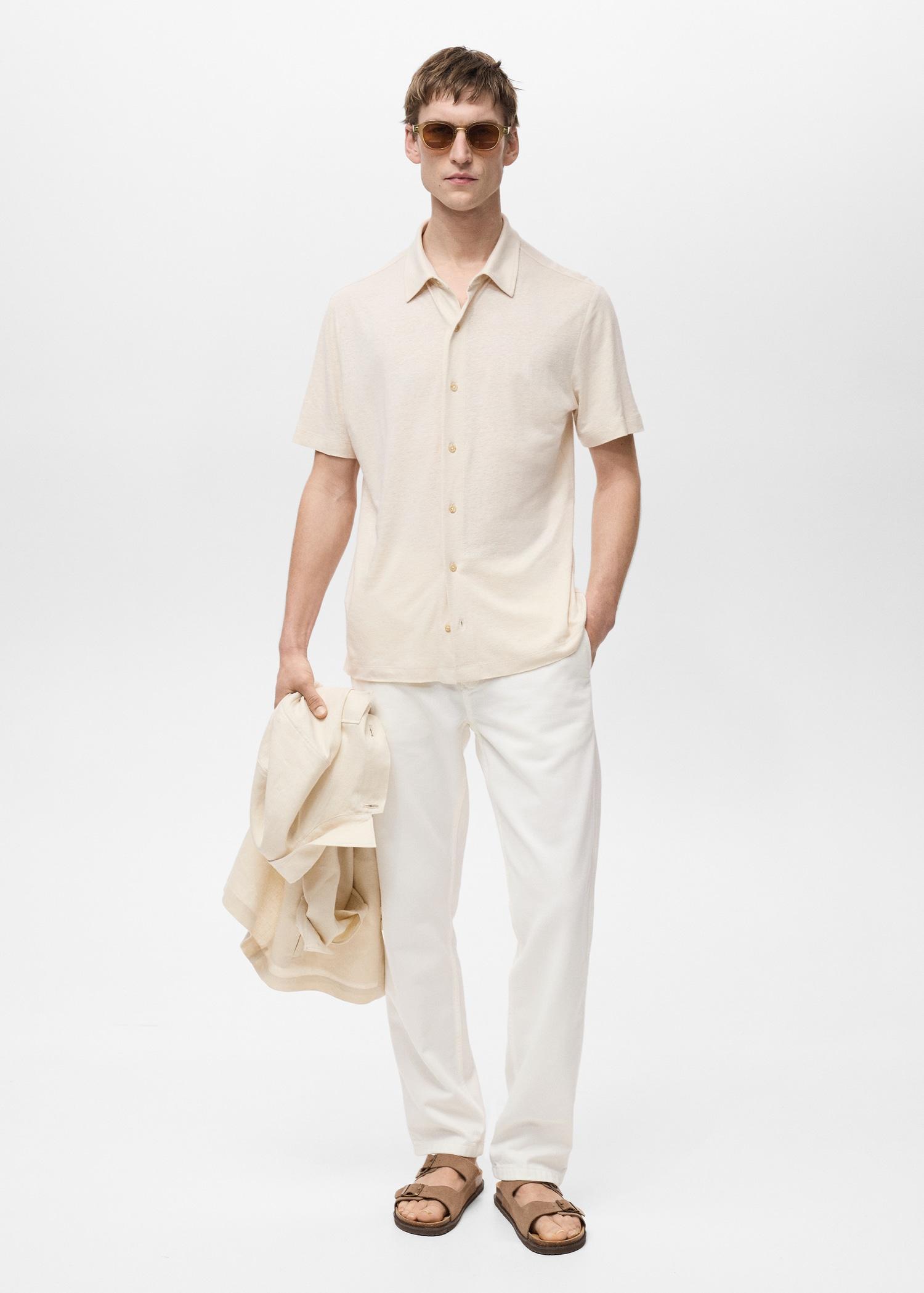 Regular-fit linen shirt - Men | MANGO USA Product Image