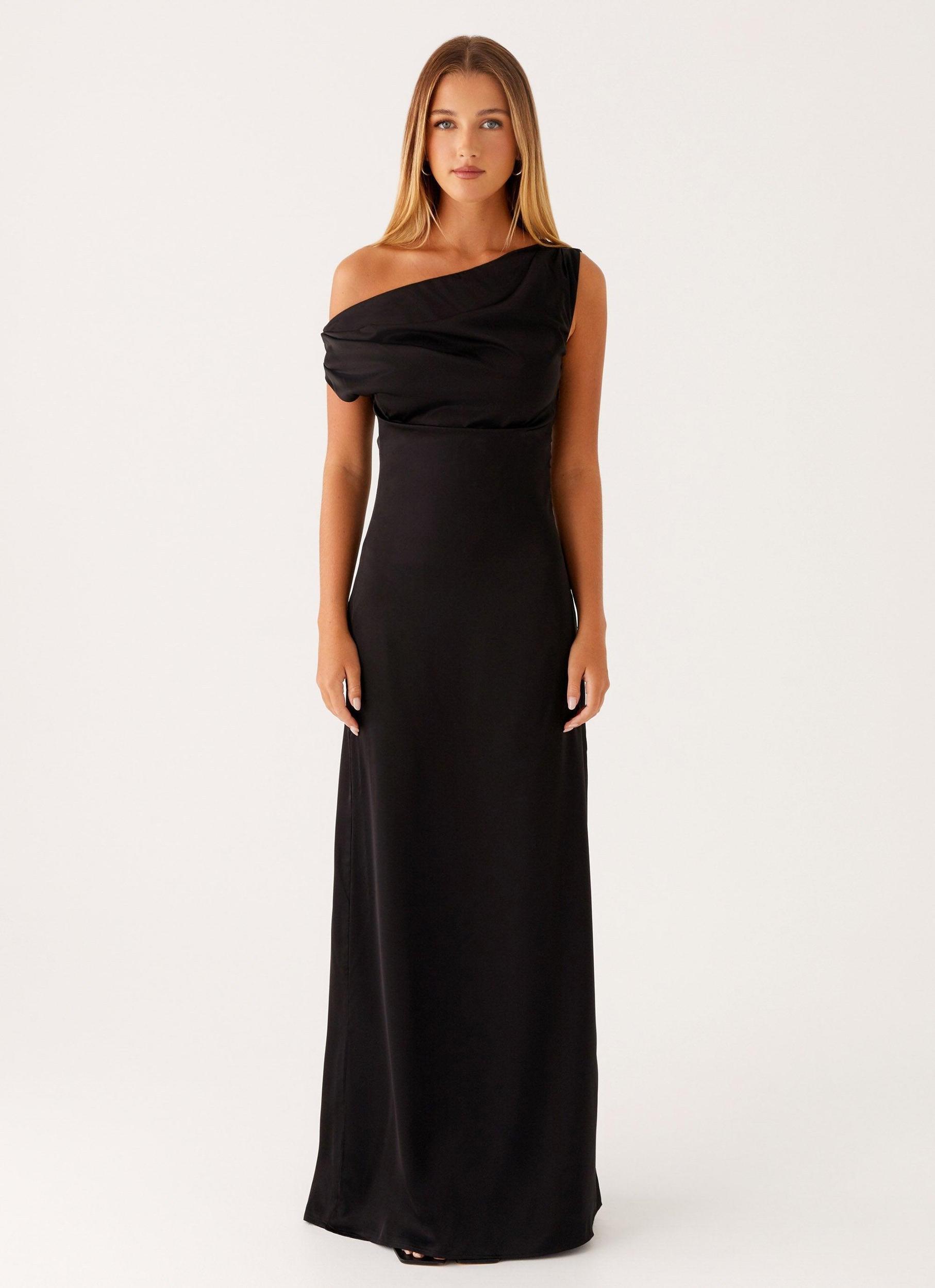 Heart Of Glass Satin Maxi Dress - Black Product Image