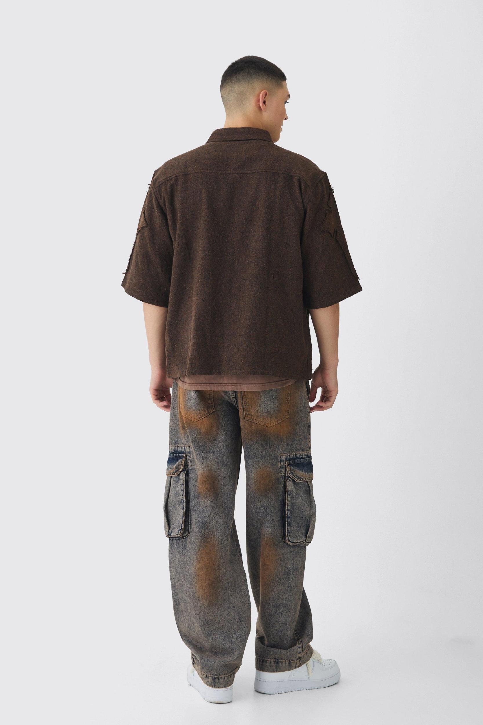 Relaxed Rigid Tinted Cargo Denim Jeans | boohooMAN USA Product Image