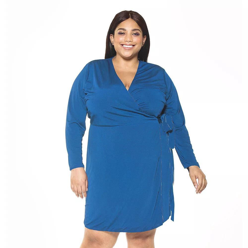 Plus Size ALEXIA ADMOR Amelia Wrap Dress, Women's, Size: 3XL, Blue Product Image