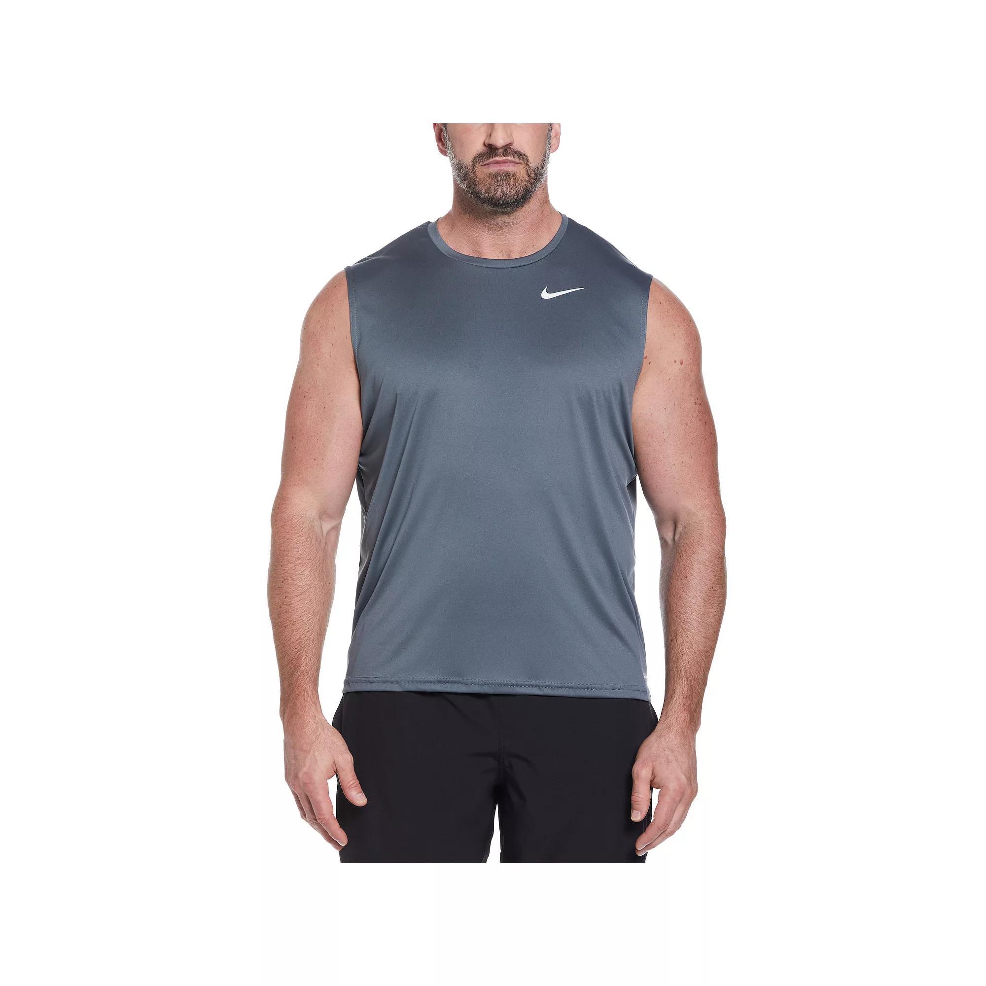 Big & Tall Nike Dri-FIT UPF 40+ Essential Sleeveless Hydroguard Swim Tee, Men's, Size: XXL Tall, White Product Image