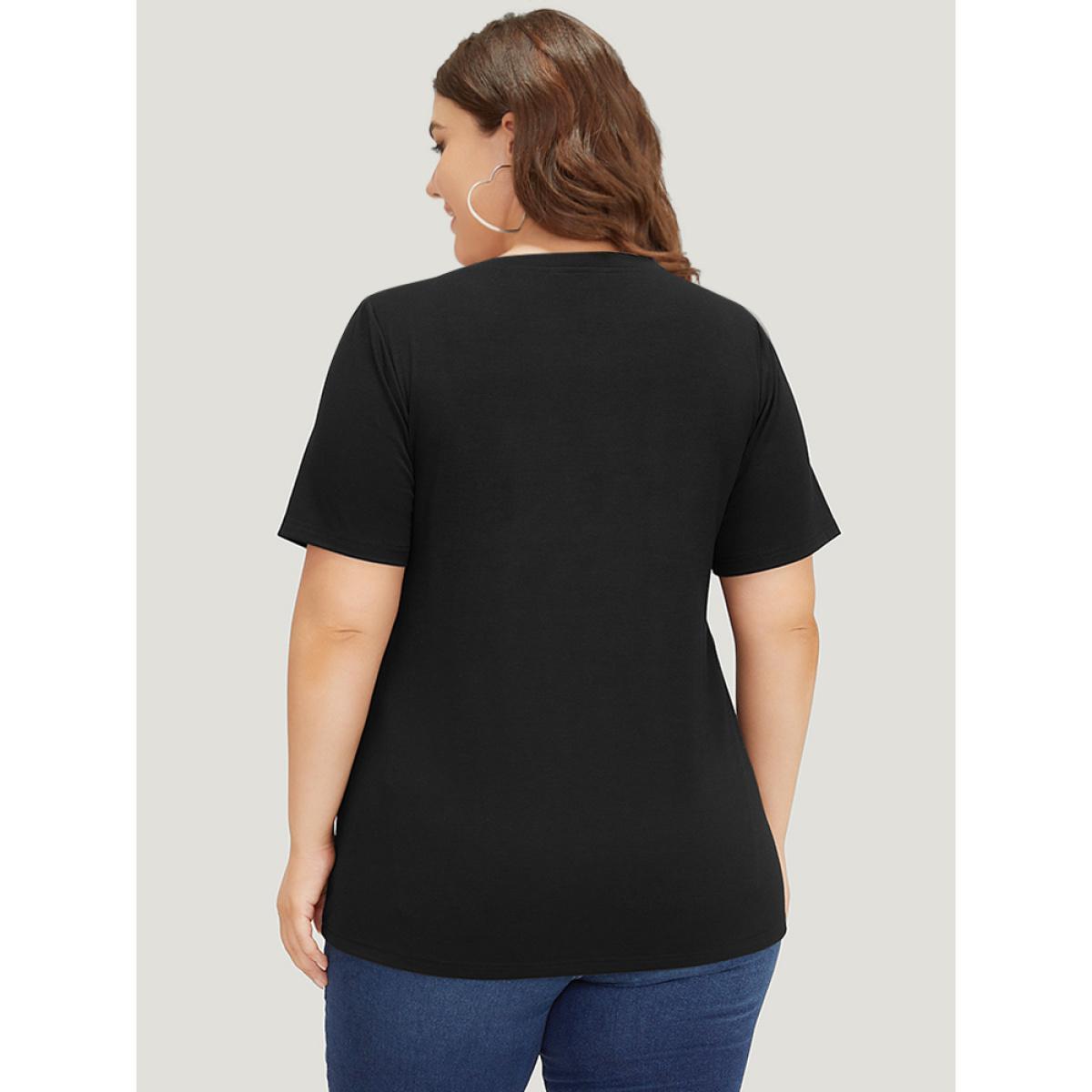 Plus Size Supersoft Essentials Leopard Colorblock Contrast Round Neck T-shirt Multicolor Women Casual Leopard Round Neck Dailywear T-shirts BloomChic 18-20/2X Product Image