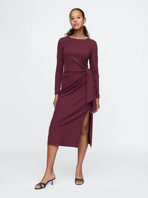 Modern Rib Tie-Knot Midi Dress Product Image