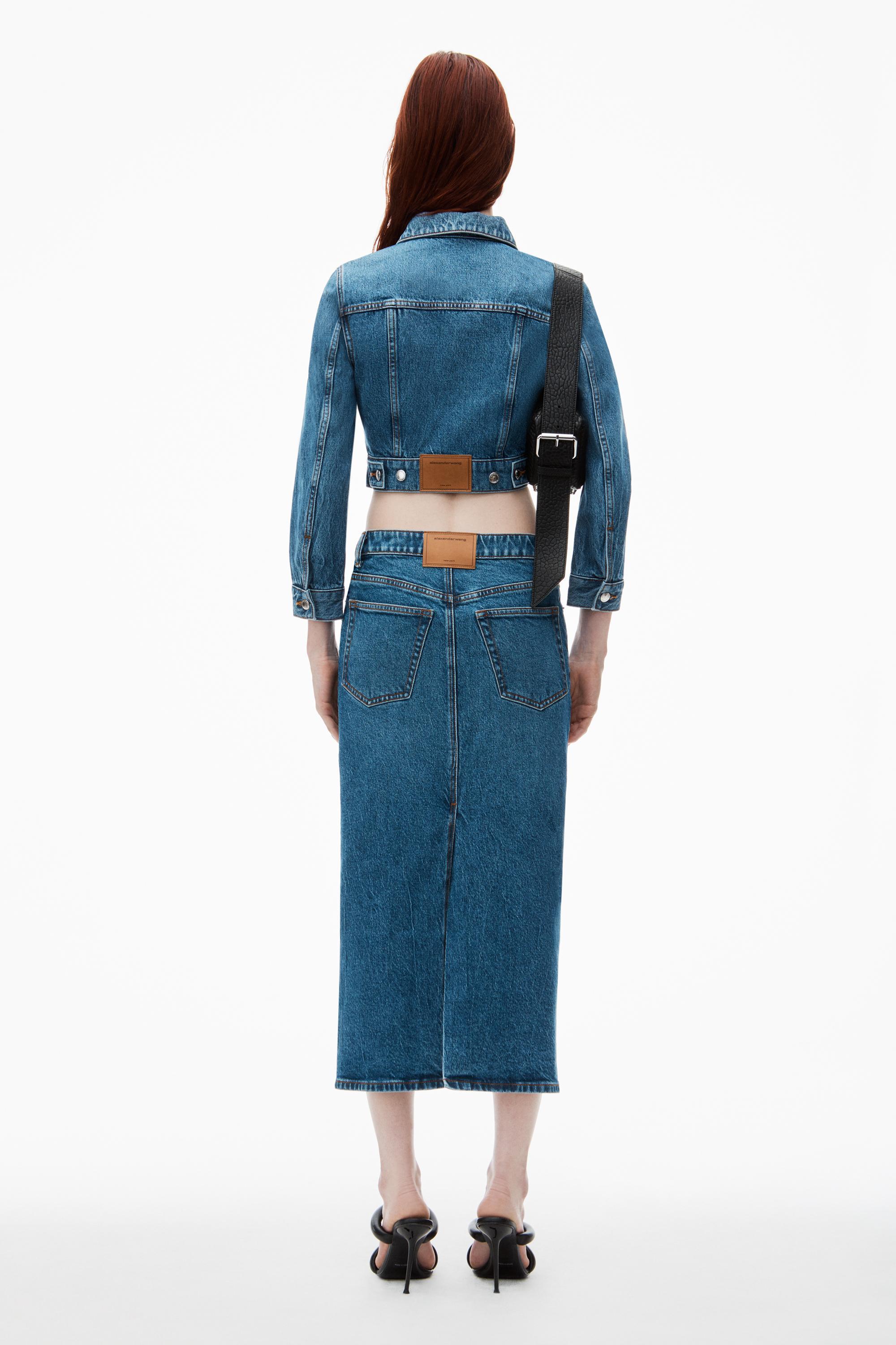 Midi Pencil Skirt In Comfort Stretch Denim Product Image
